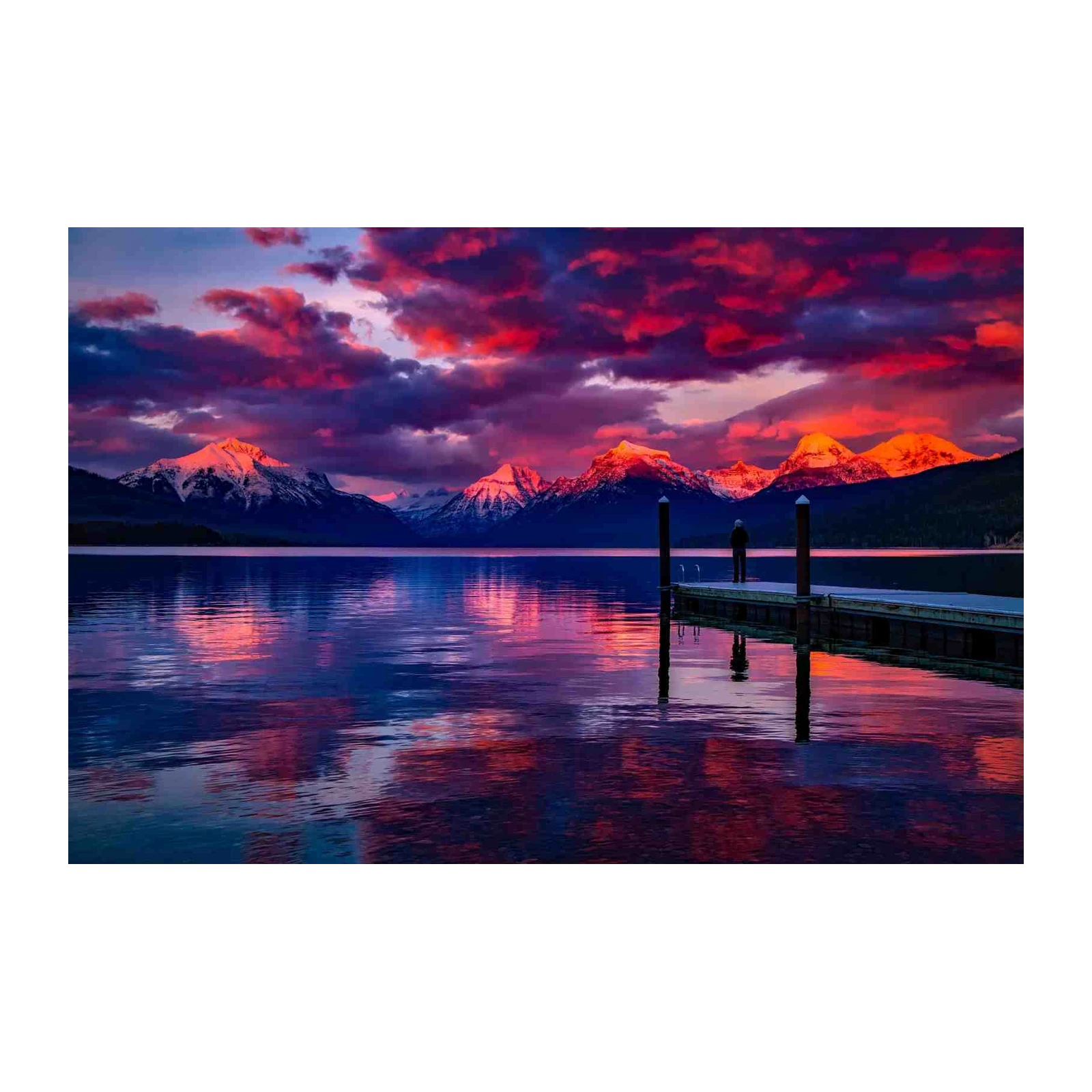 Majestic Sunset Lake & Mountains Wall Art