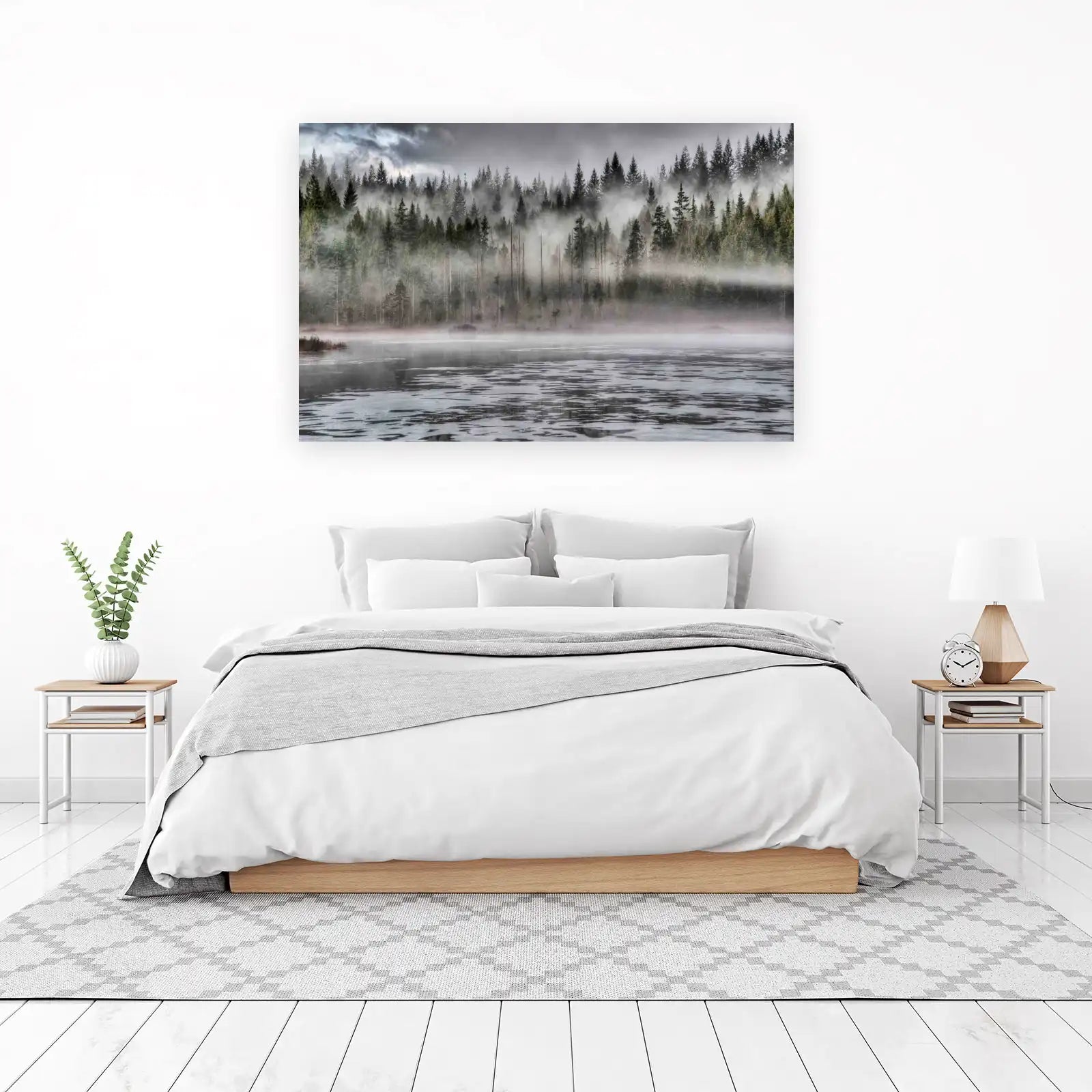 Misty Forest Lake Wall Art