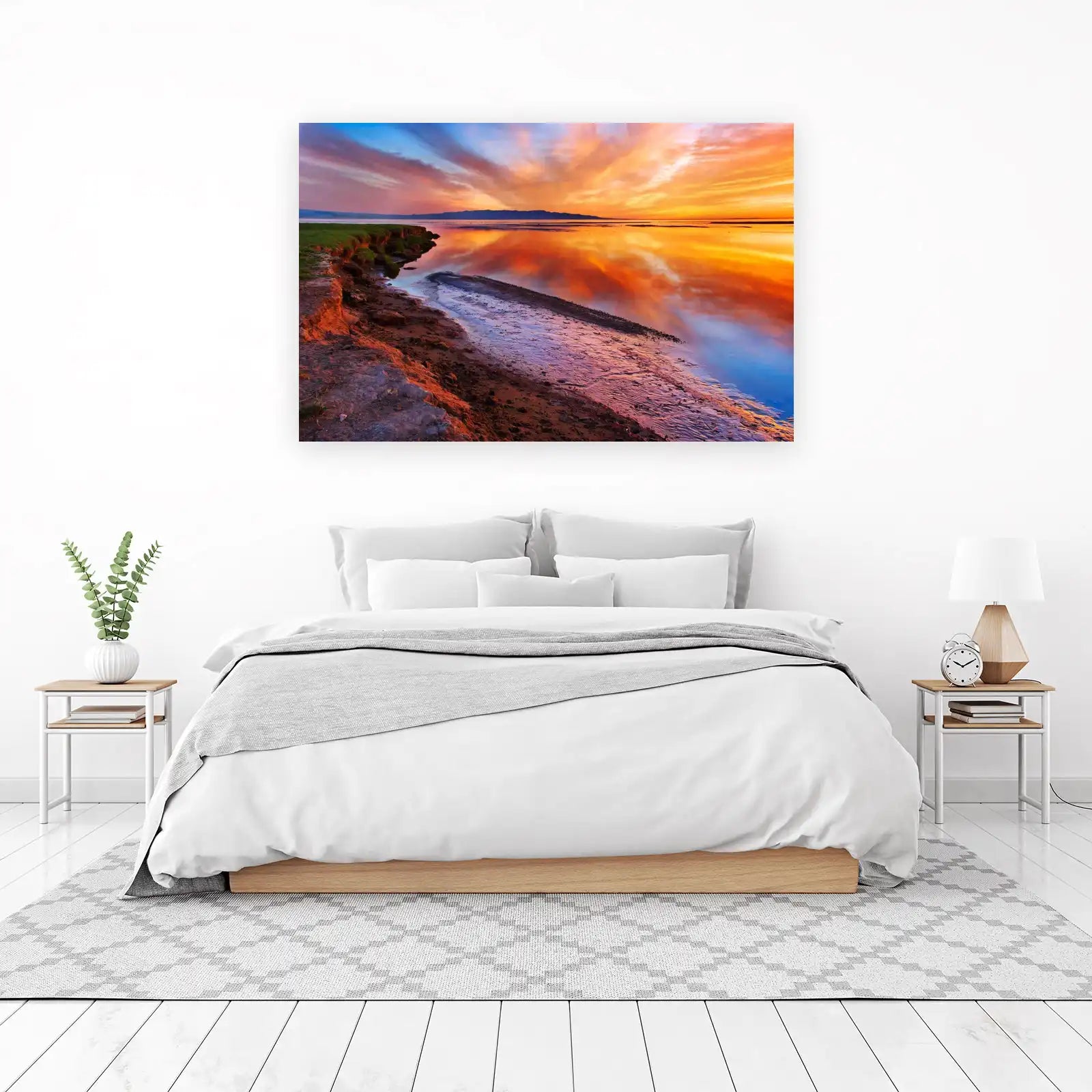 Vibrant Sunset Lake Wall Art - Coastal Art