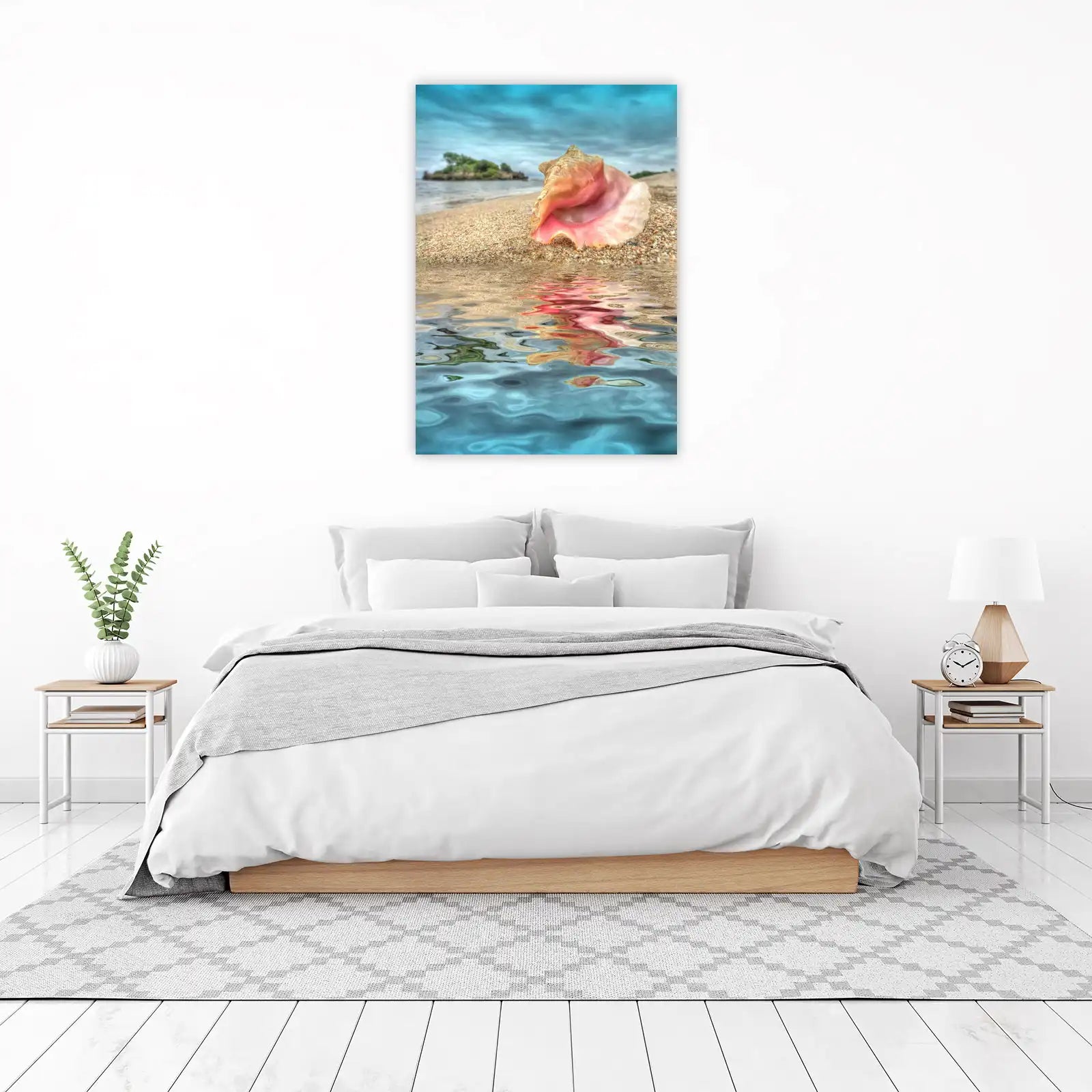Serene Conch Shell Beach Landscape Wall Art