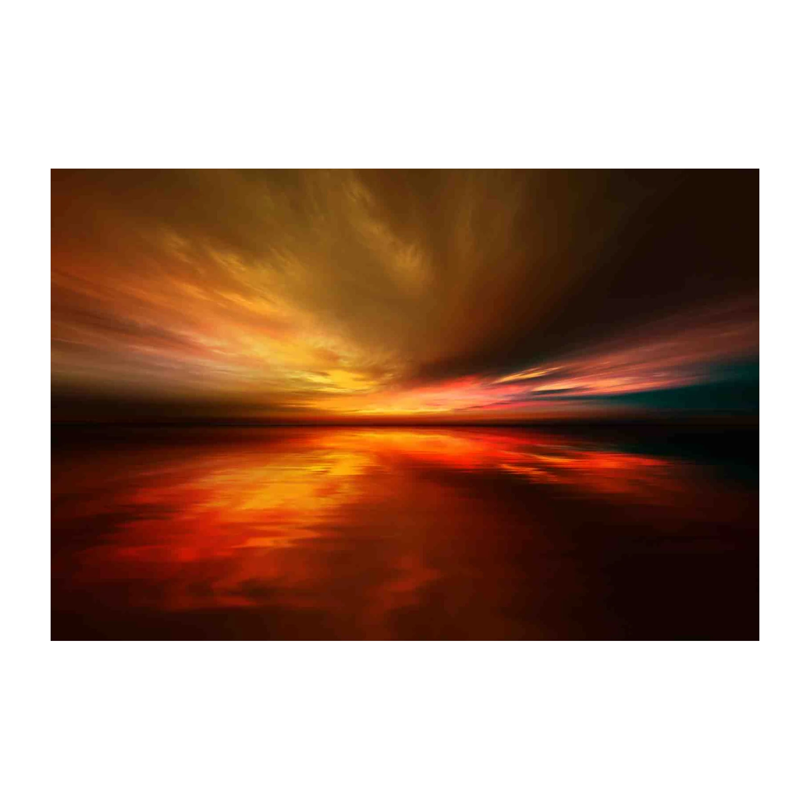 Fiery Sunset Ocean Reflections Wall Art