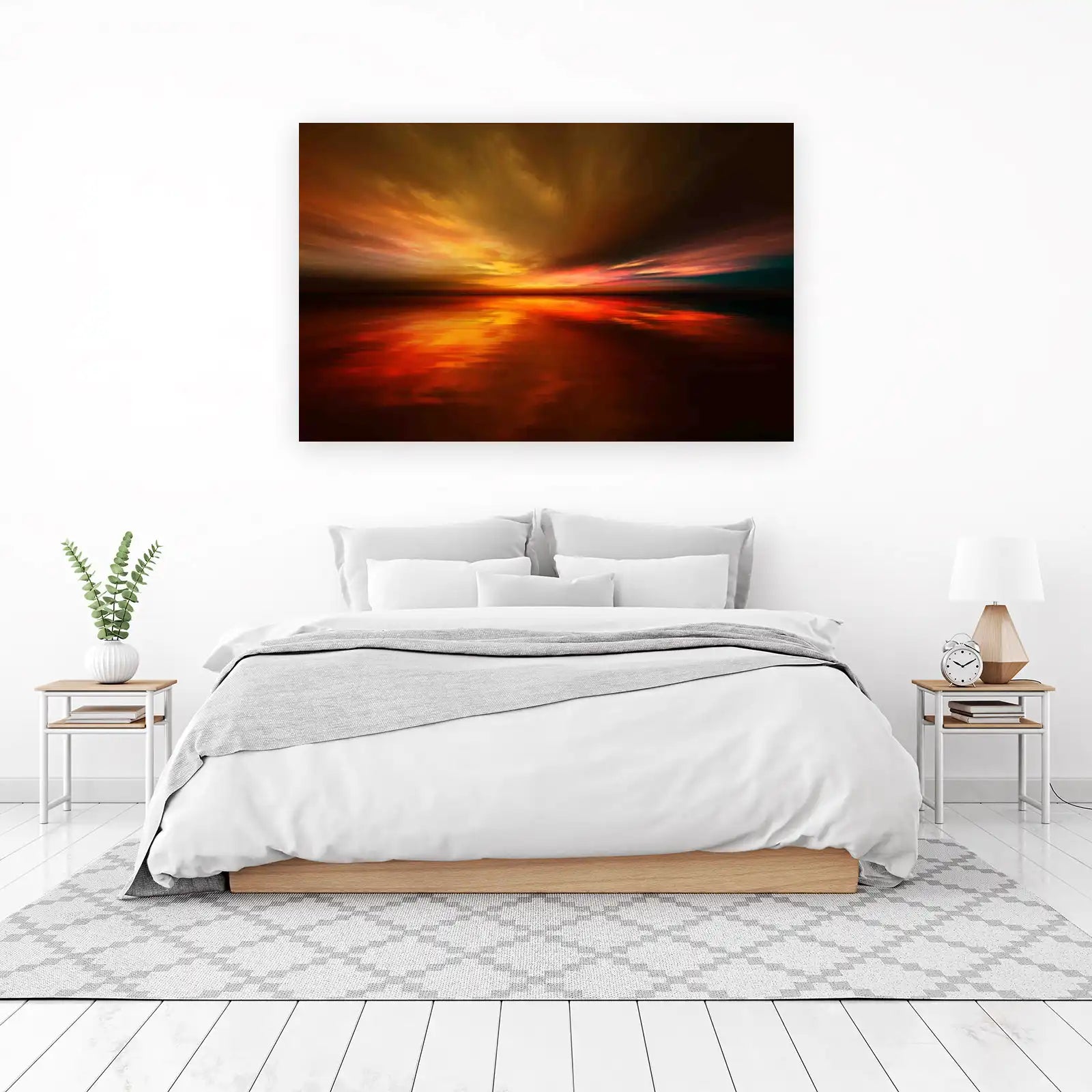 Fiery Sunset Ocean Reflections Wall Art