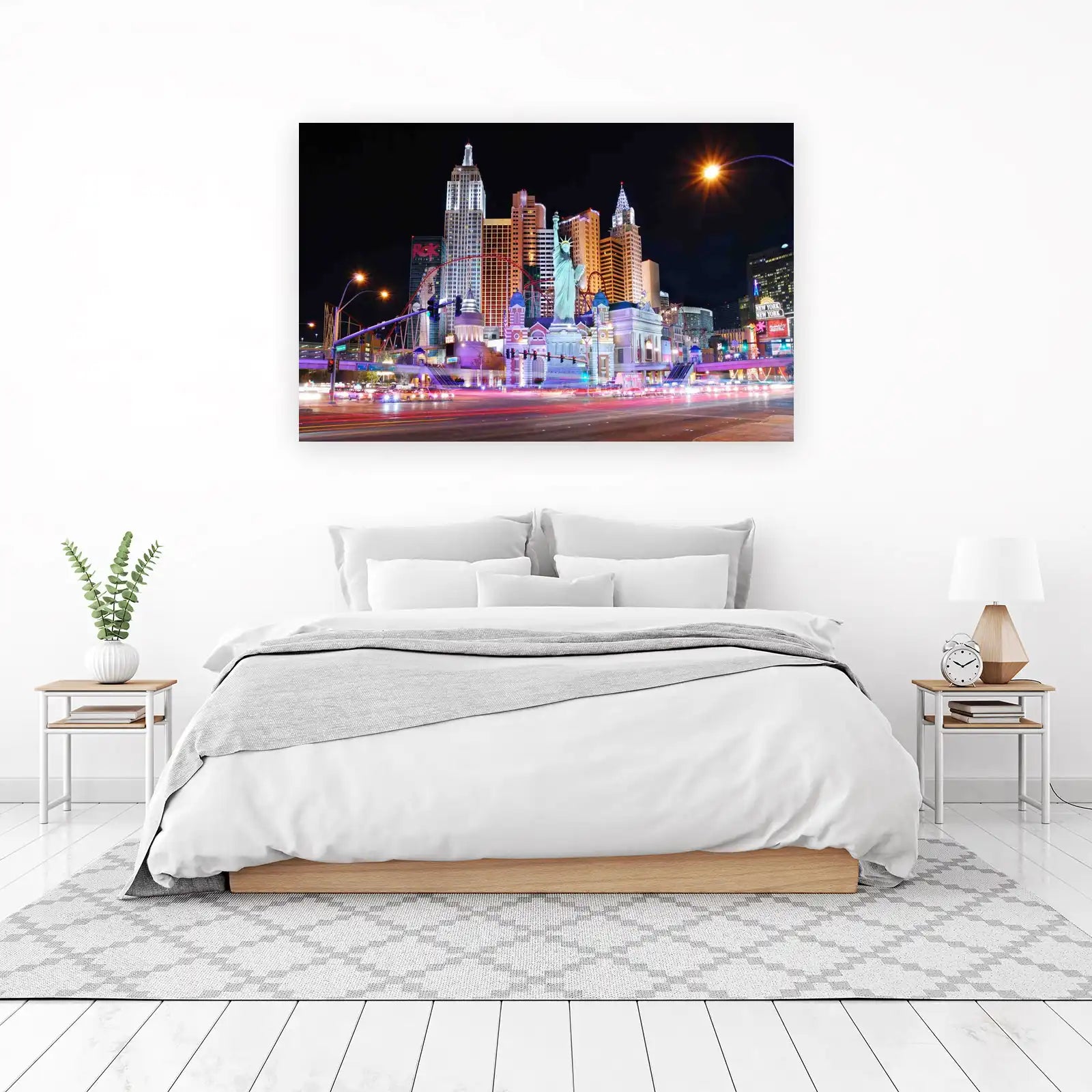 Vibrant Vegas Skyline Statue of Liberty Wall Art