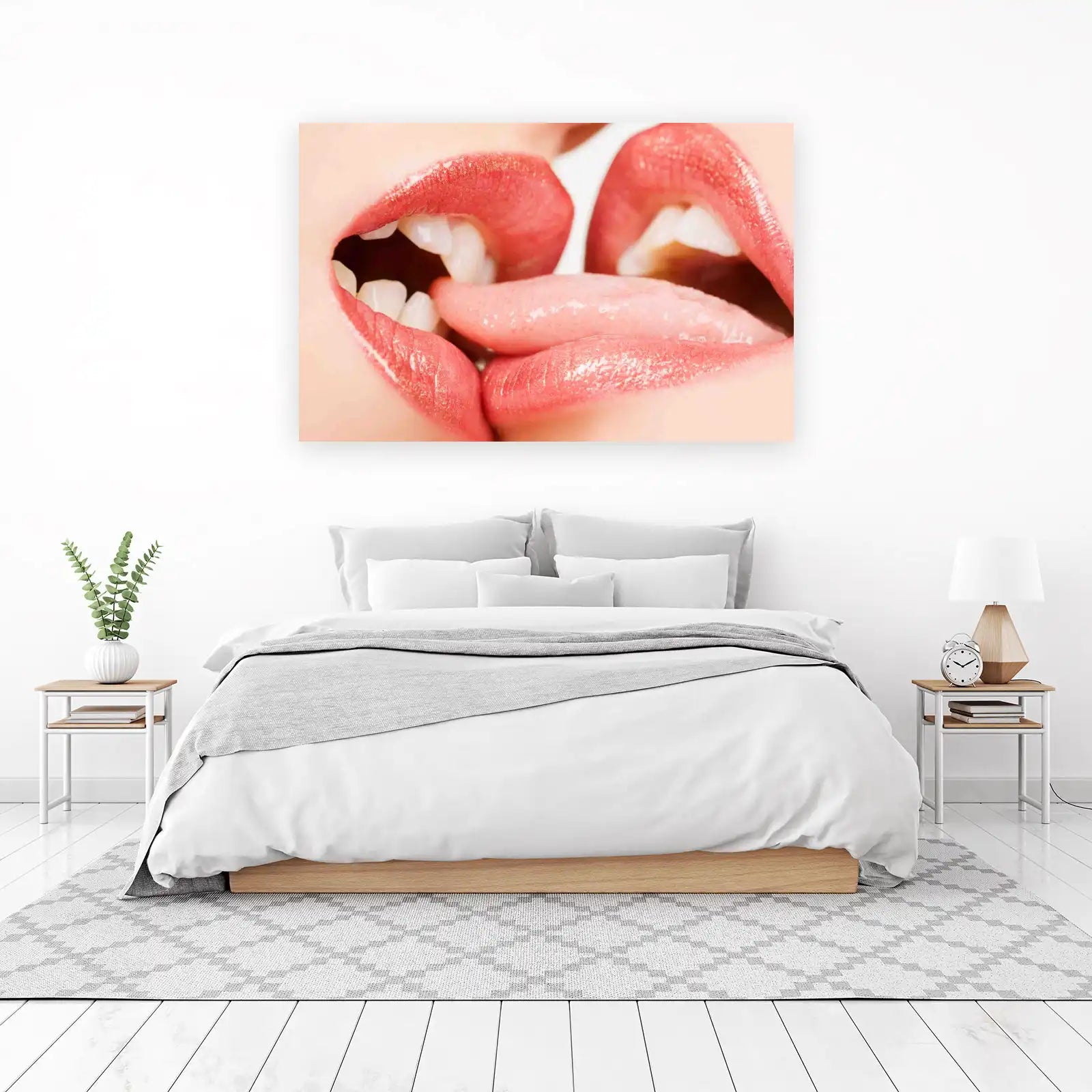 Sensual Kiss Lips Tongue Art Wall Art