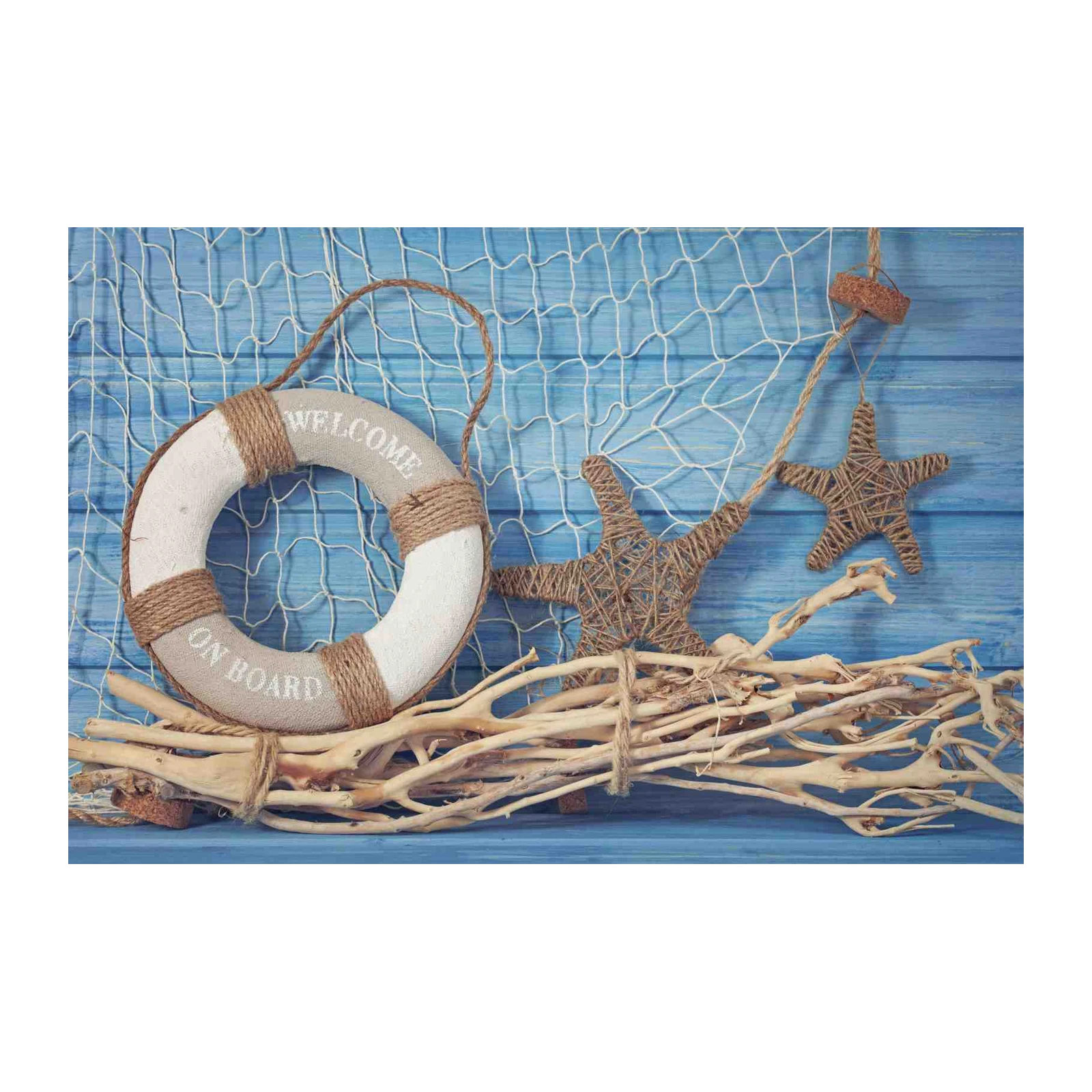 Nautical Welcome Lifebuoy Starfish Beach Wall Art