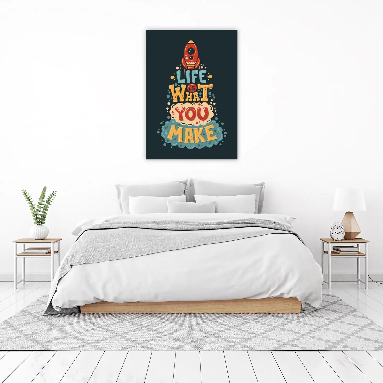 Inspirational Rocket Typography "Life Is What You Make It" Wall Art