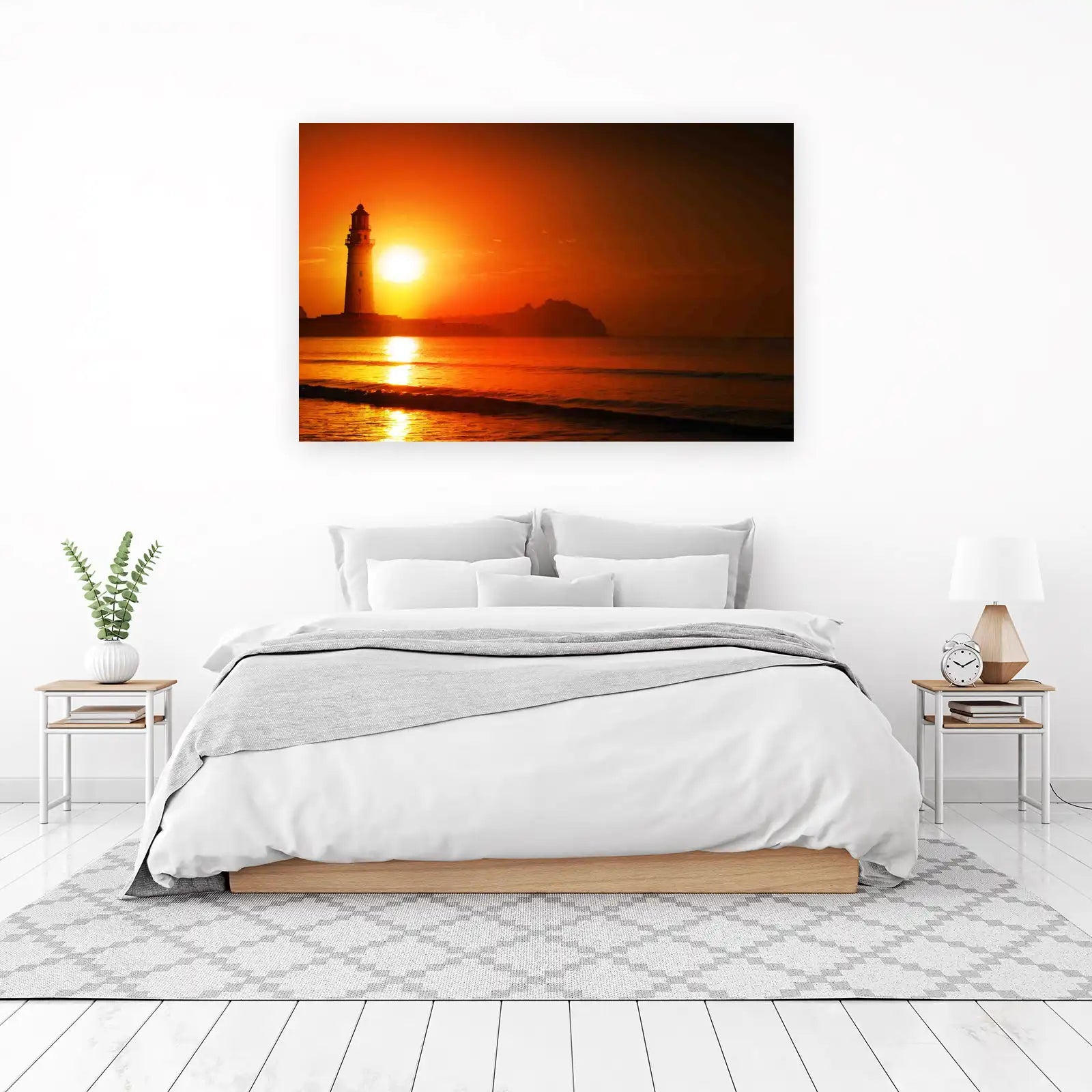 Sunset Lighthouse Coastal Serenity Wall Art