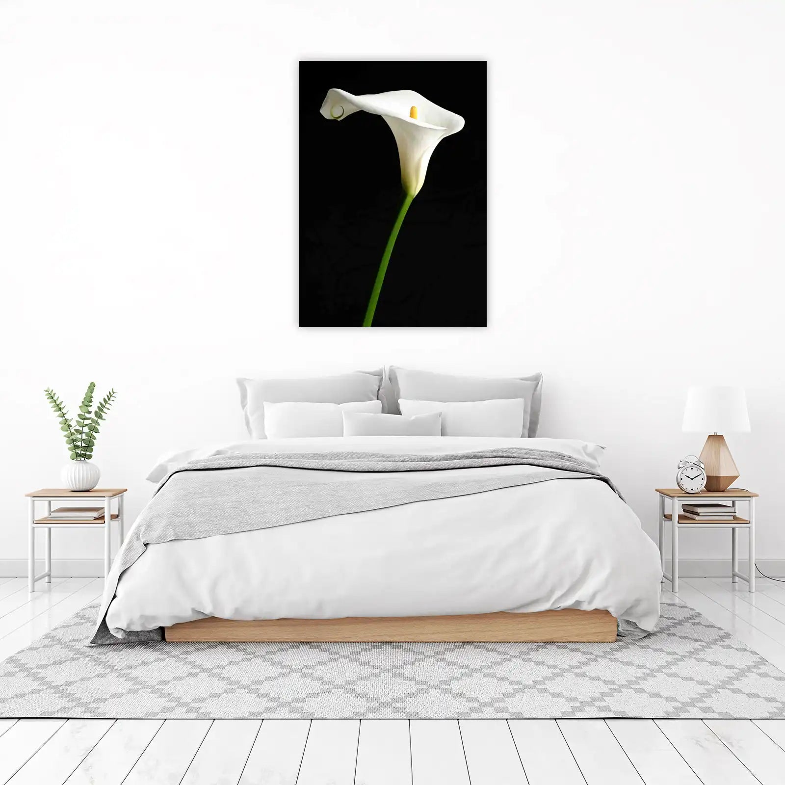 Elegant White Calla Lily Wall Art - Modern Floral Art