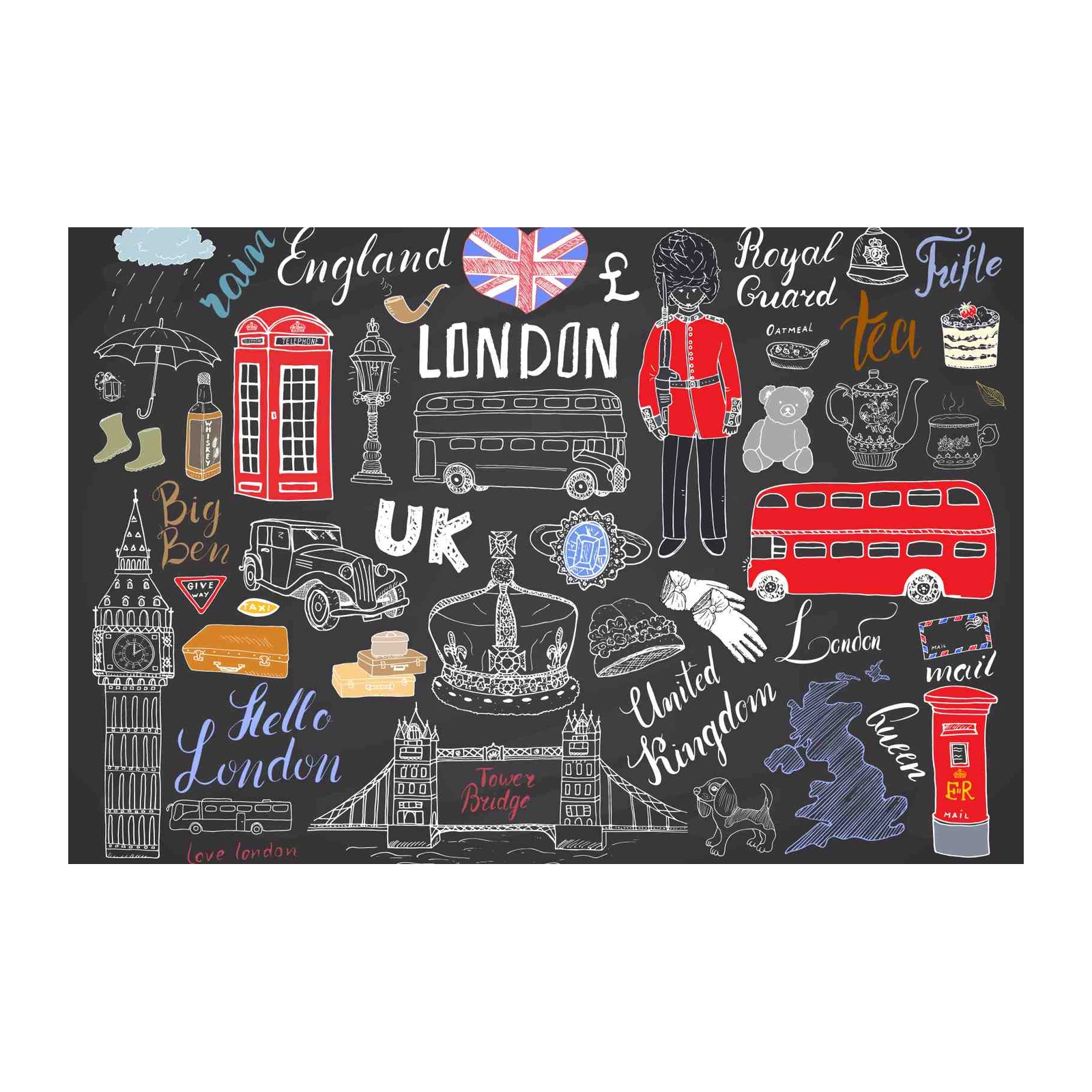 Chalkboard London Icons Wall Art