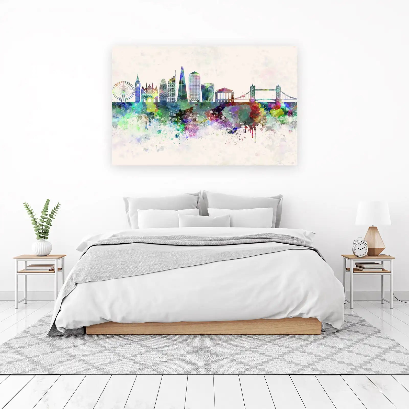 Vibrant London Watercolour Skyline Wall Art
