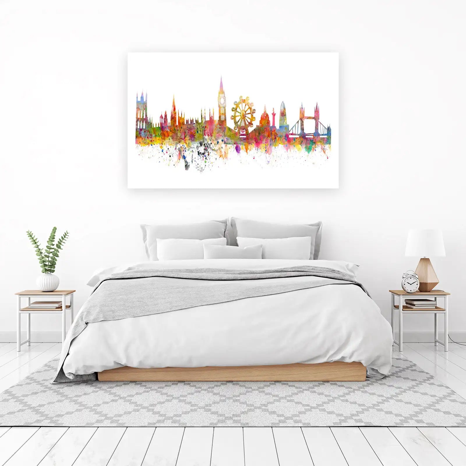 Vibrant London Skyline Watercolor Wall Art