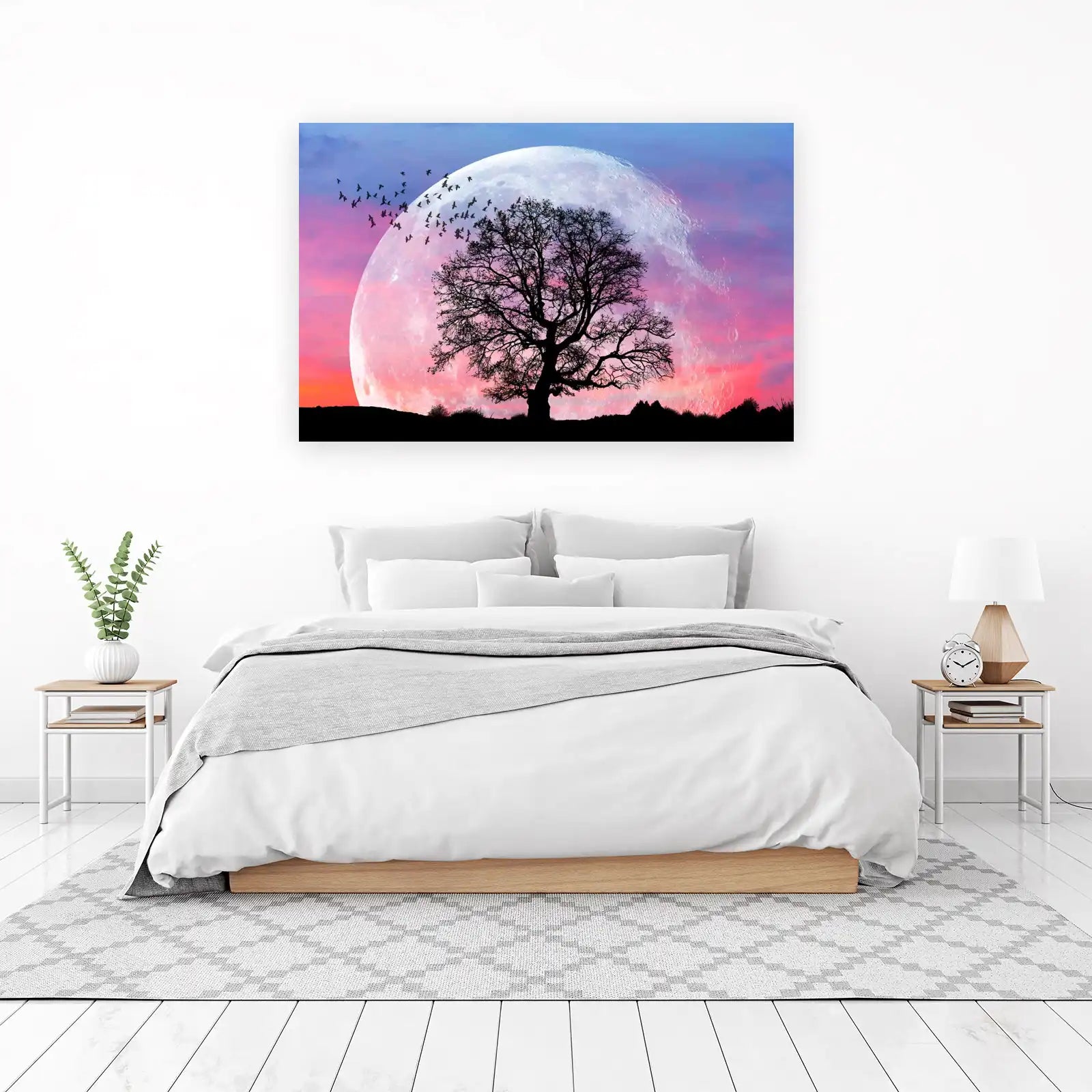 Dreamy Moon Tree Flock Wall Art