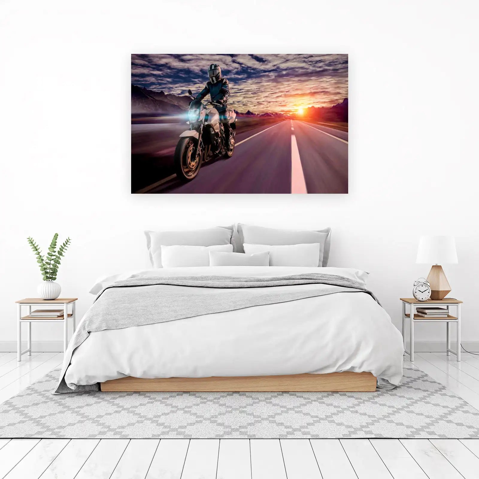 Motorcycle Sunset Road Adventure Wall Art