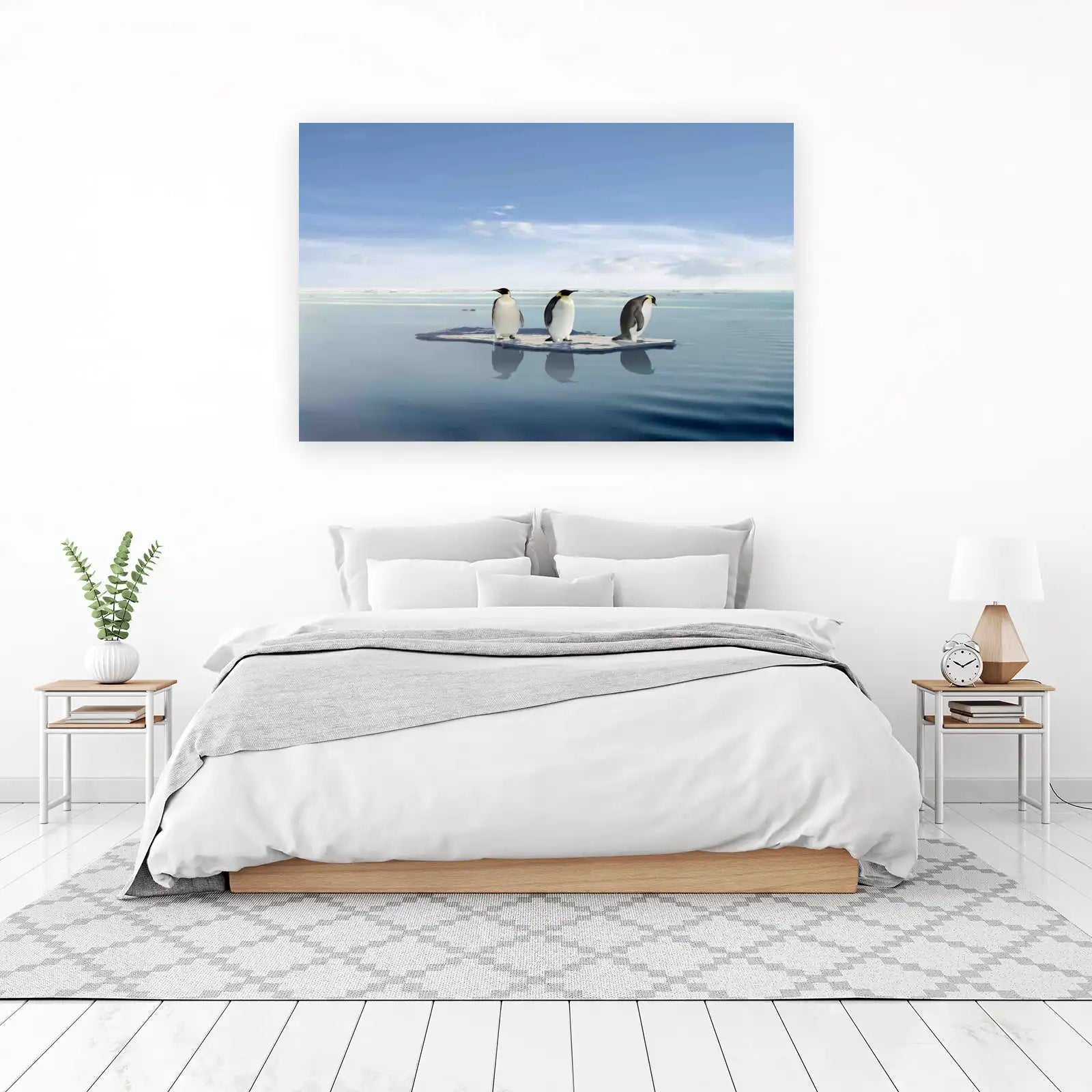 Three Penguins on Iceberg Wall Art