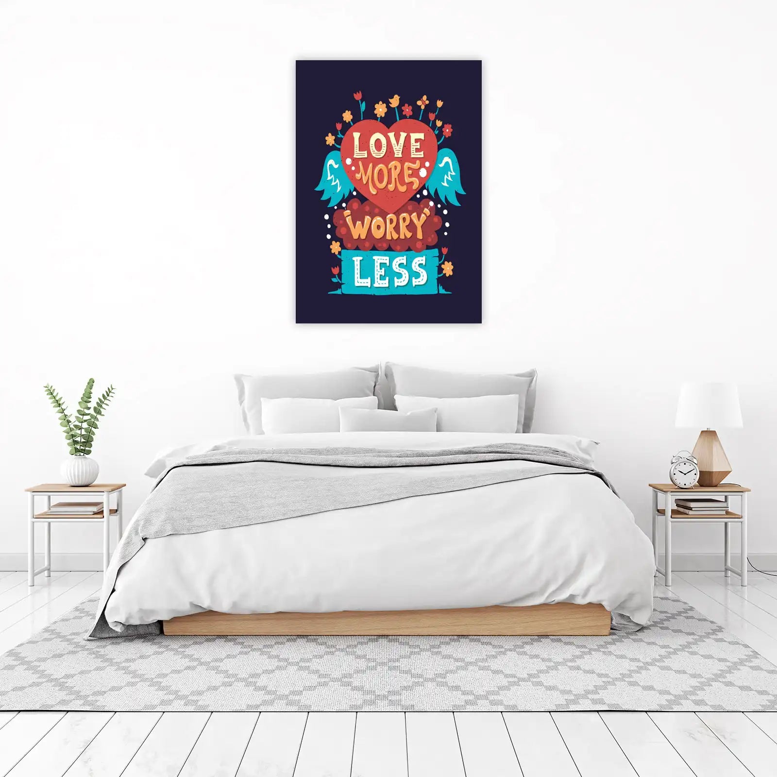 Love More Worry Less Inspirational Wall Art
