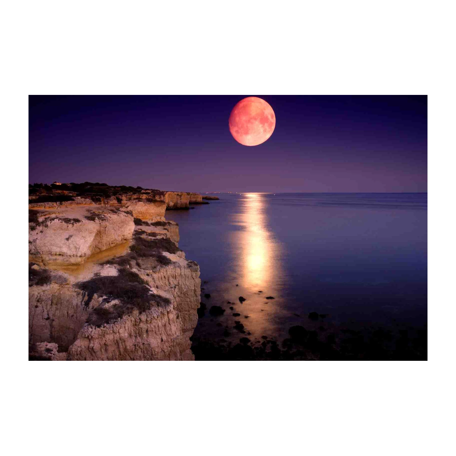 Crimson Moon Over Cliffs Wall Art