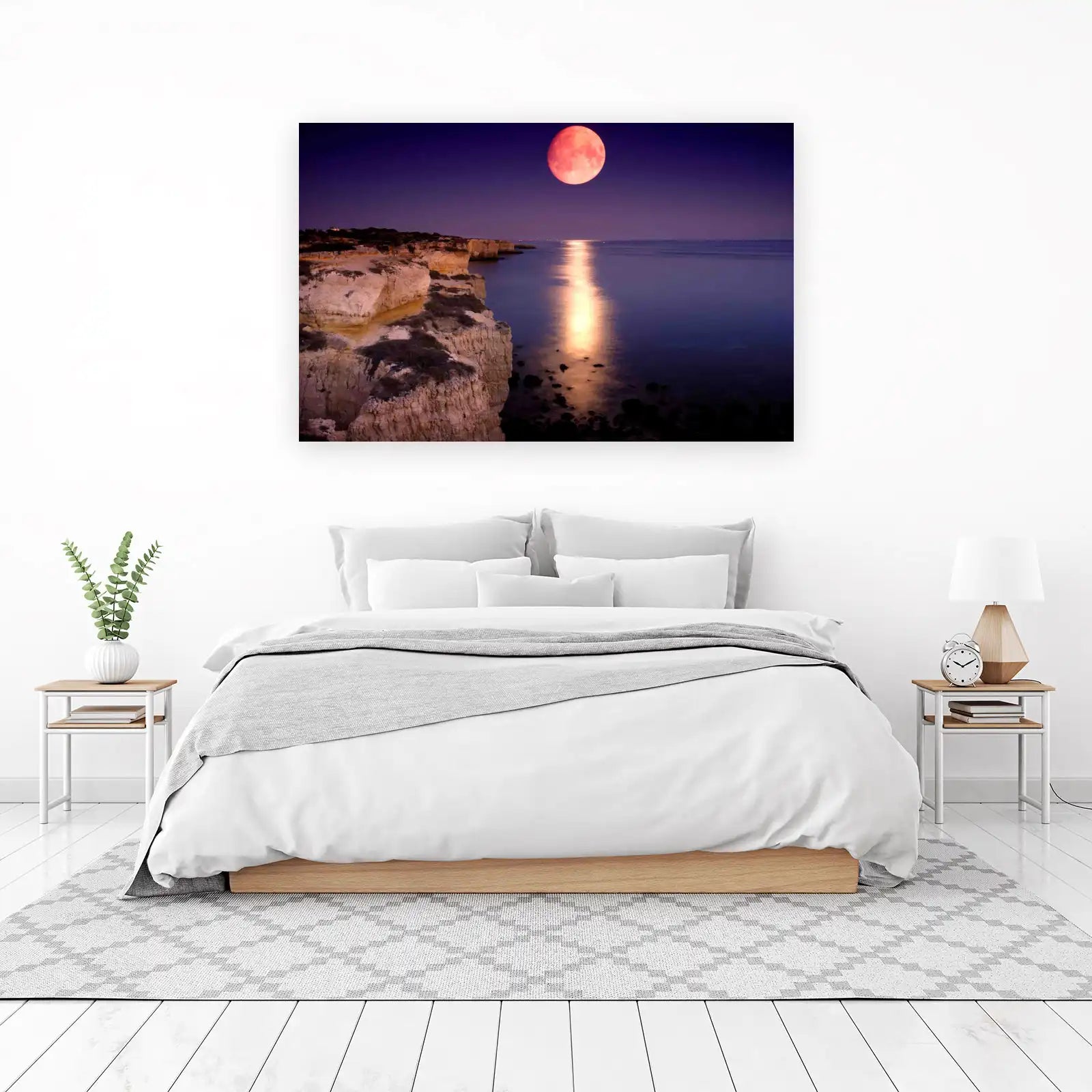 Crimson Moon Over Cliffs Wall Art