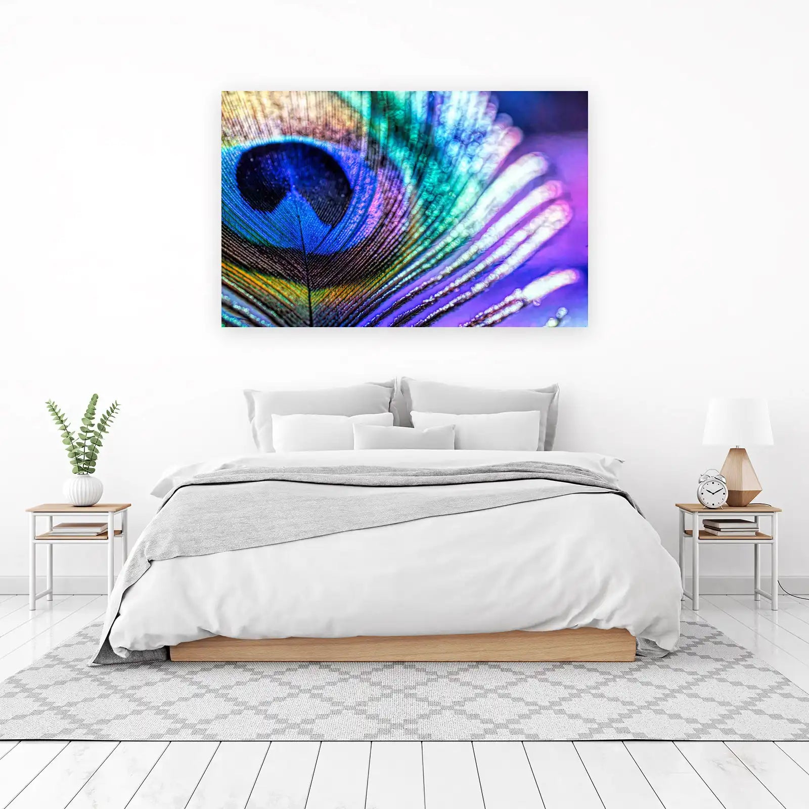 Vibrant Peacock Feather Macro Wall Art