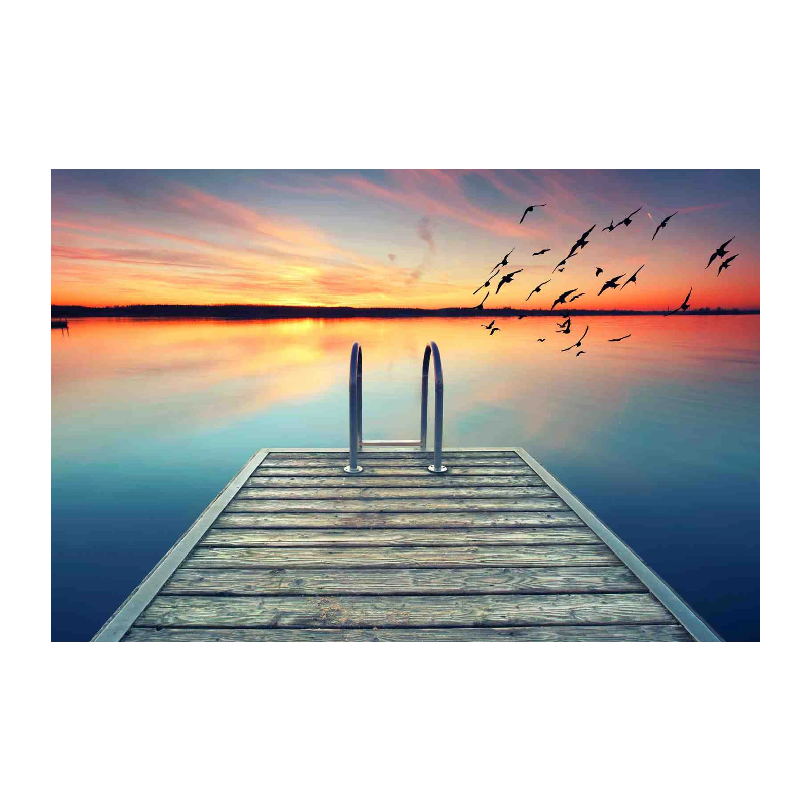 Serene Sunset Dock & Birds Wall Art