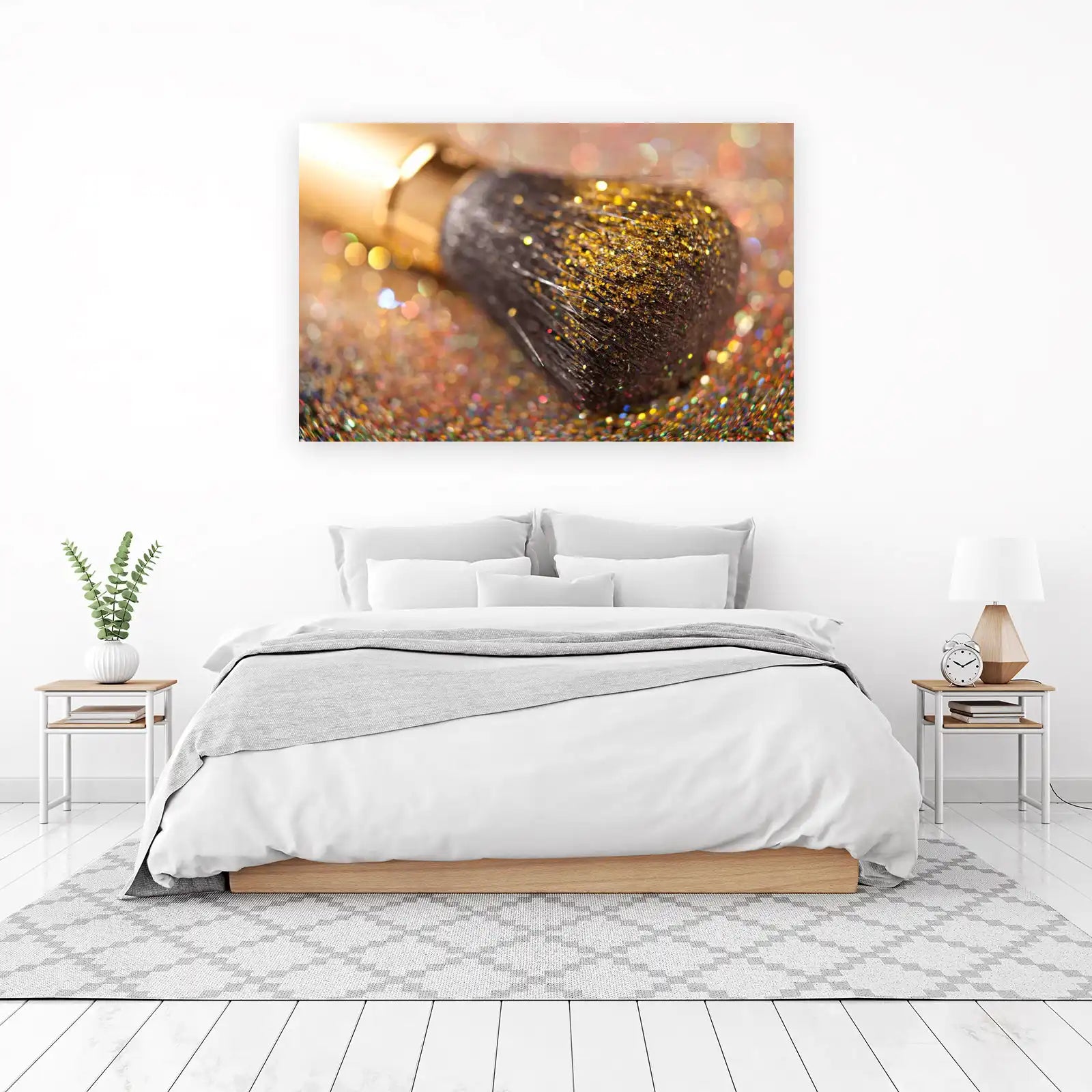 Glamorous Gold Glitter Makeup Brush Wall Art