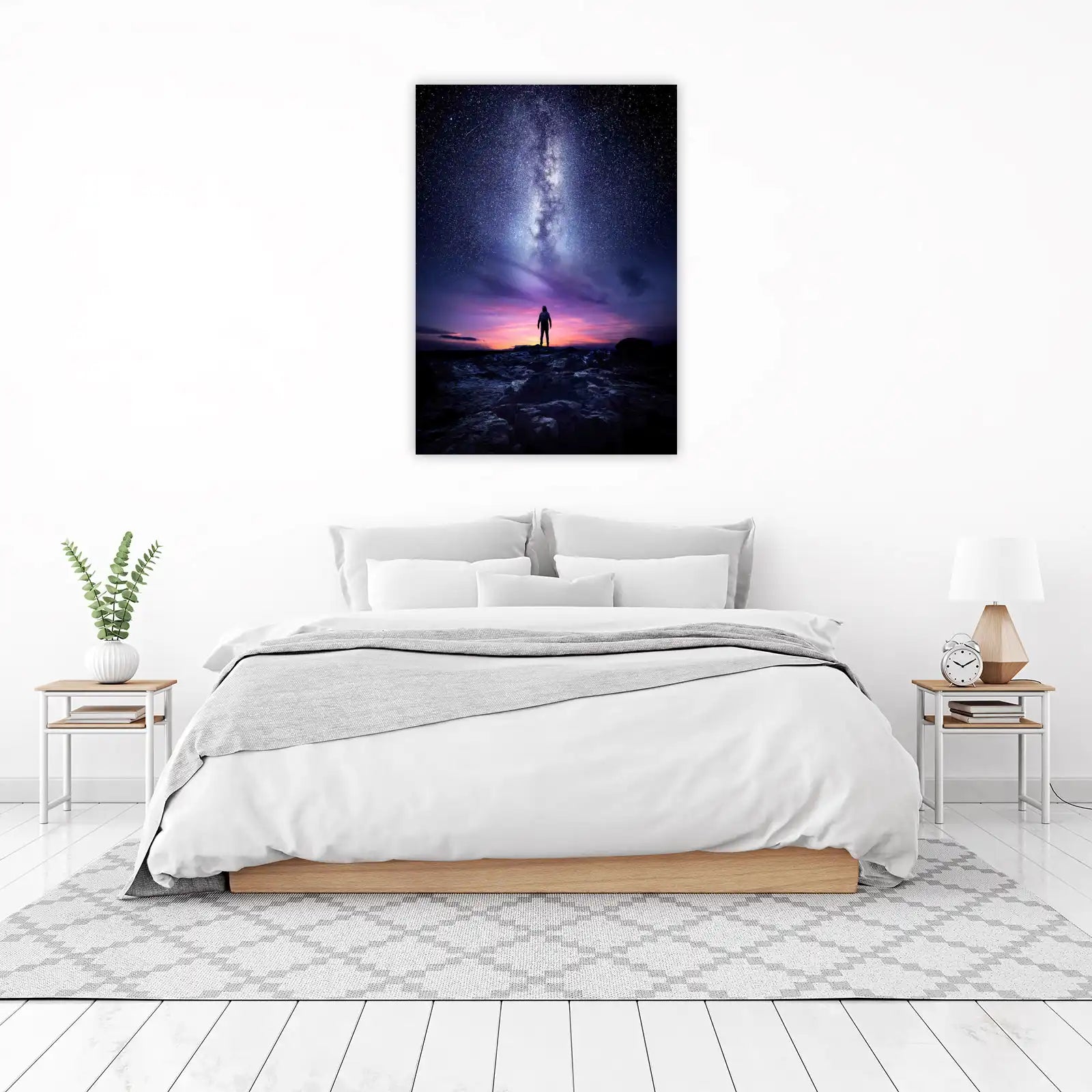 Astronaut Under Milky Way Galaxy Wall Art