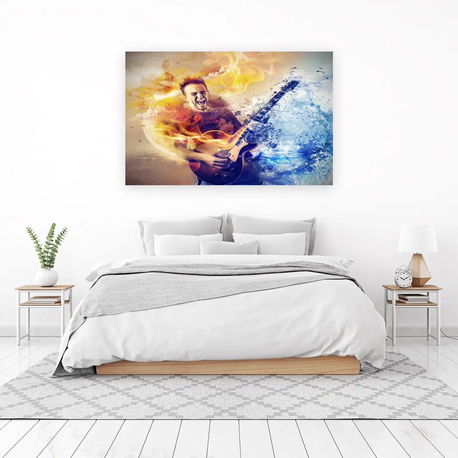 Electric Guitarist Fire & Ice Wall Art