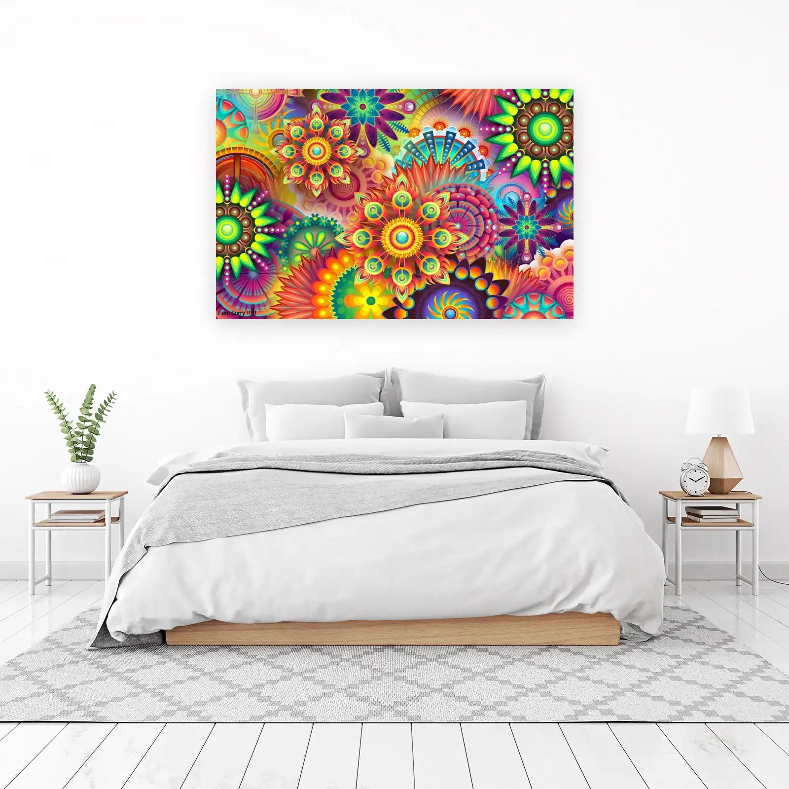 Vibrant Floral Mandala Burst Wall Art