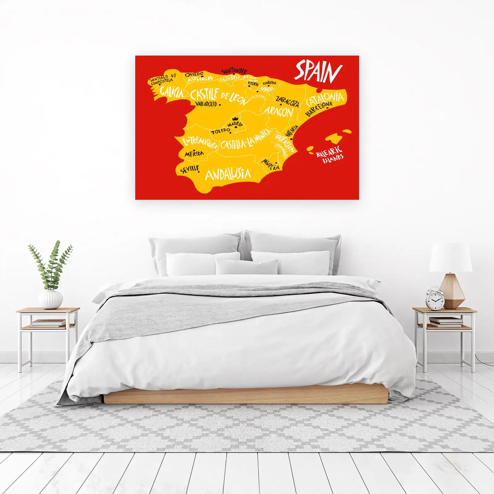 Vibrant Spain Map Art Wall Art