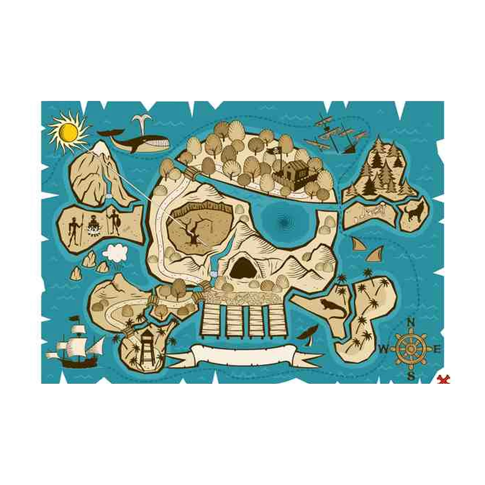 Pirate Skull Island Treasure Map Wall Art