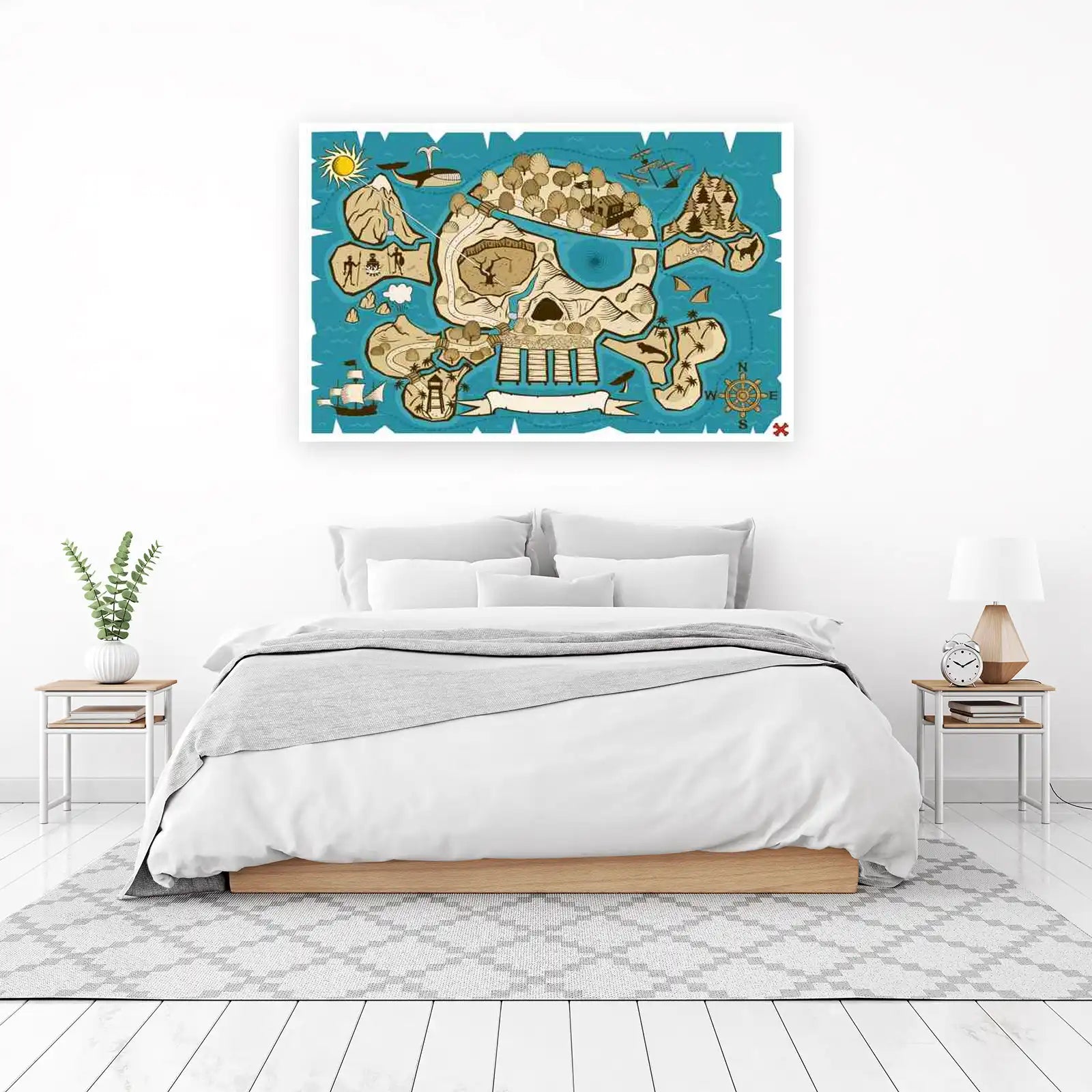 Pirate Skull Island Treasure Map Wall Art