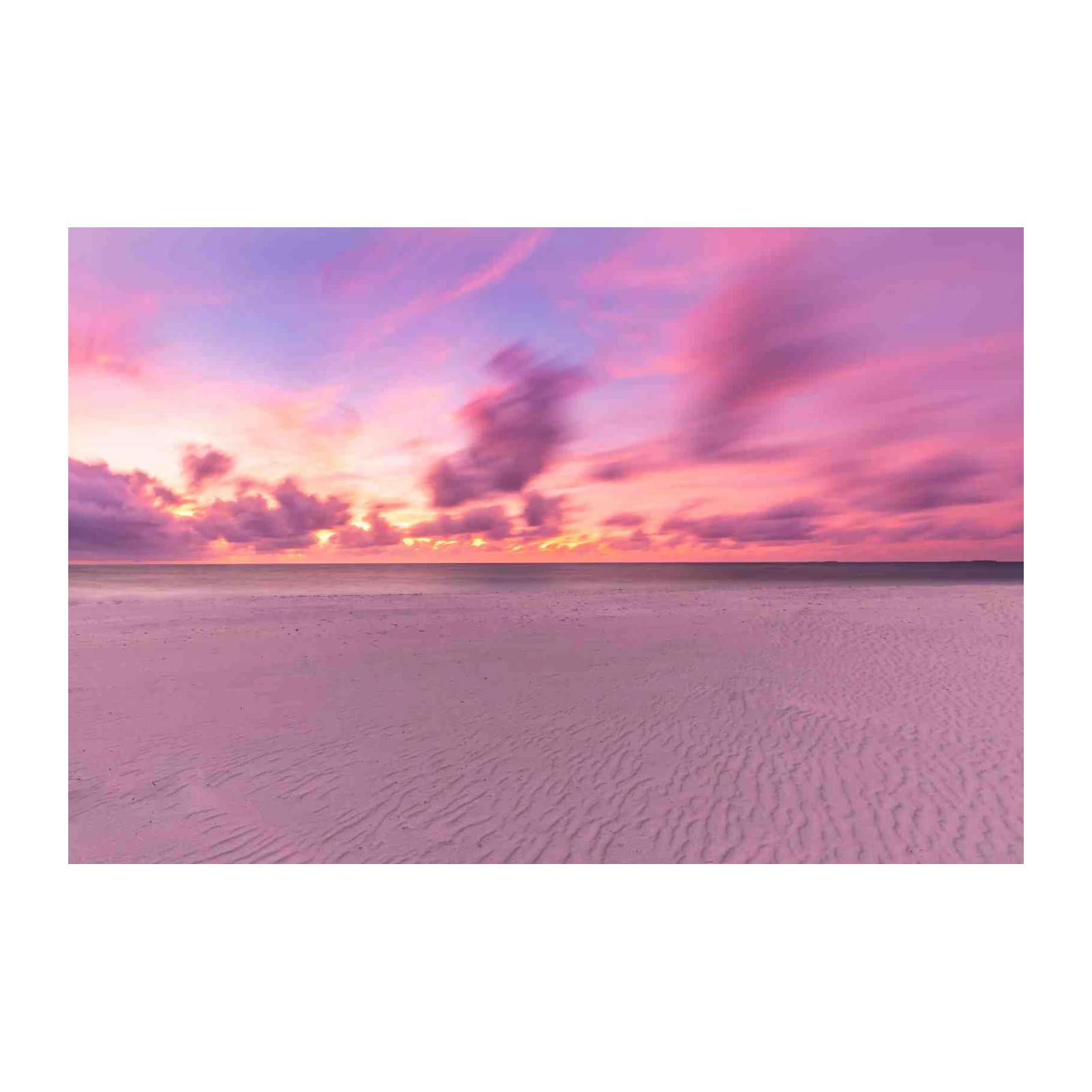 Pink Beach Sunset Serenity Wall Art