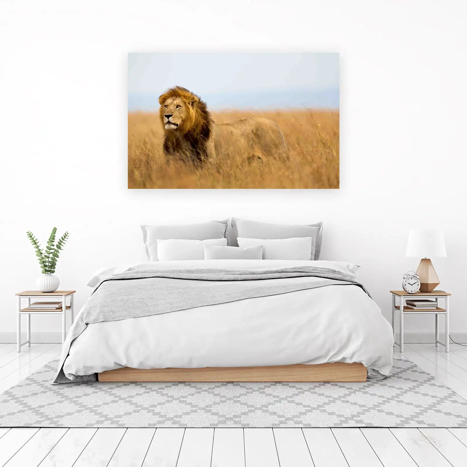 Majestic Lion Savannah Landscape Wall Art