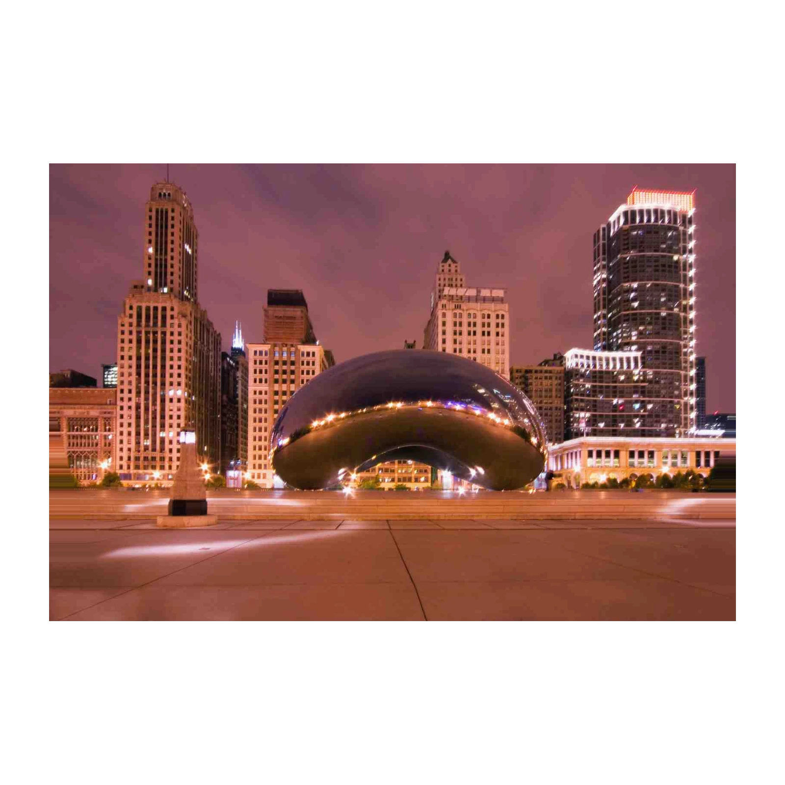 Chicago Bean Skyline at Night Wall Art