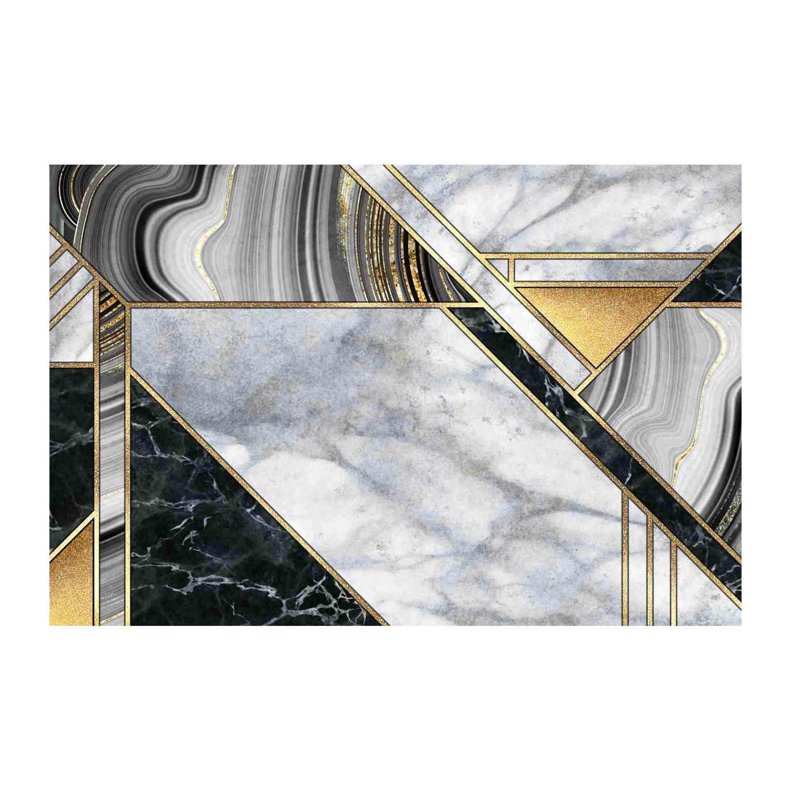 Luxurious Geometric Marble Gold Wall Art