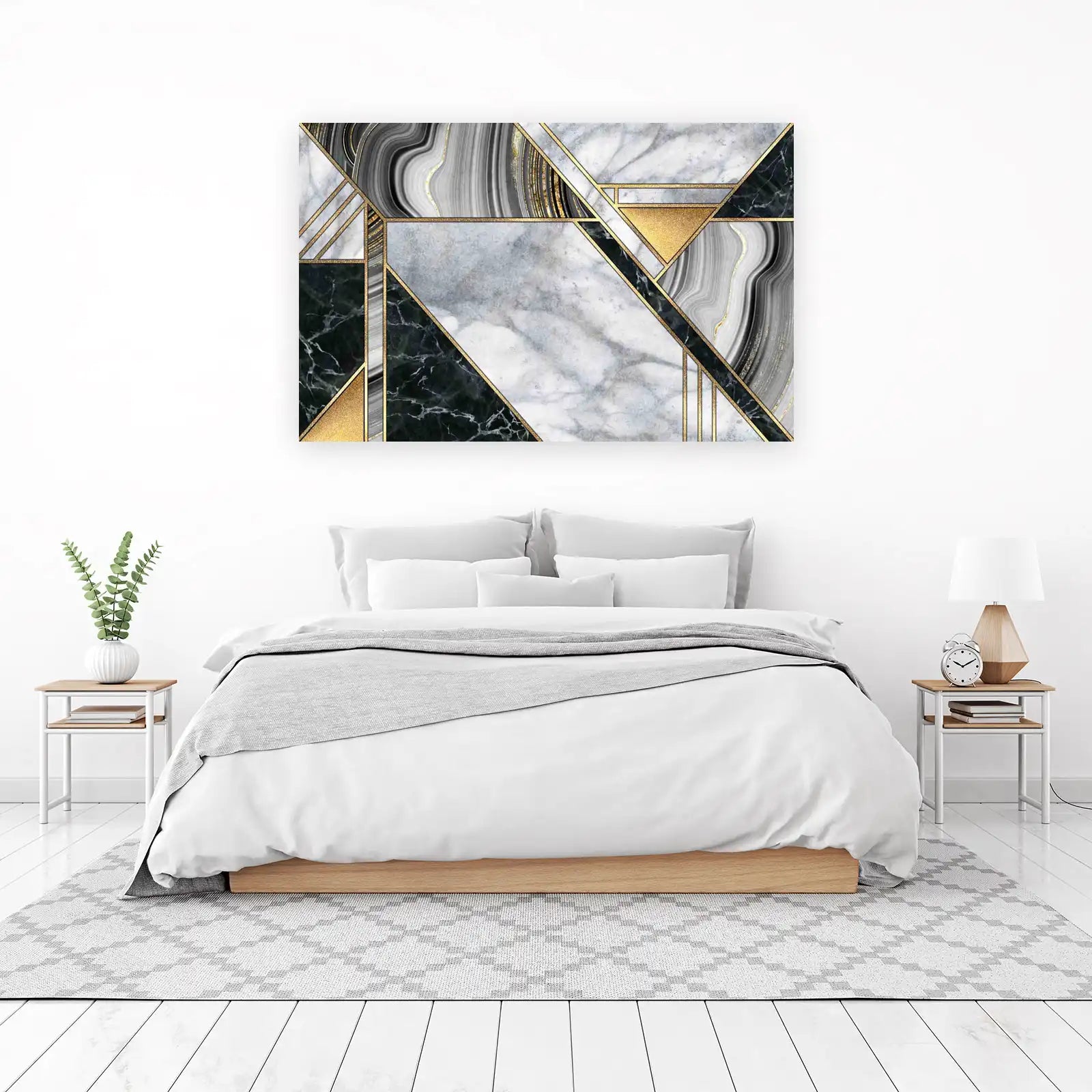 Luxurious Geometric Marble Gold Wall Art
