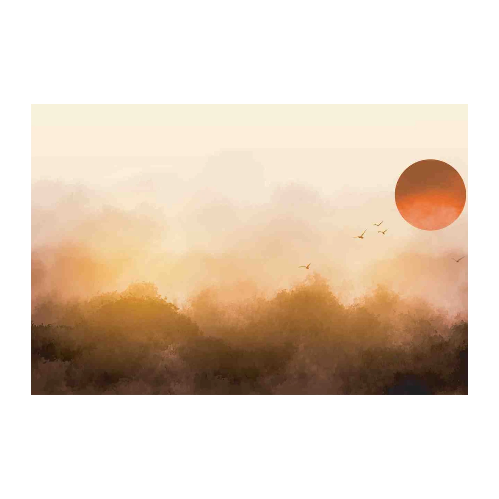 Misty Sunrise Landscape Wall Art