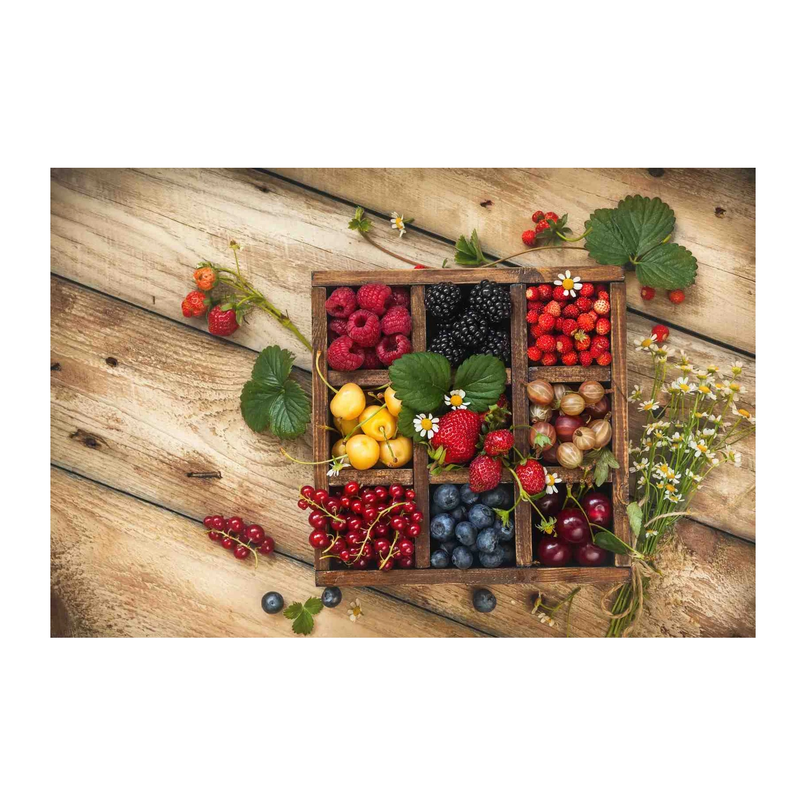 Fresh Berries & Cherries Rustic Kitchen Wall Art