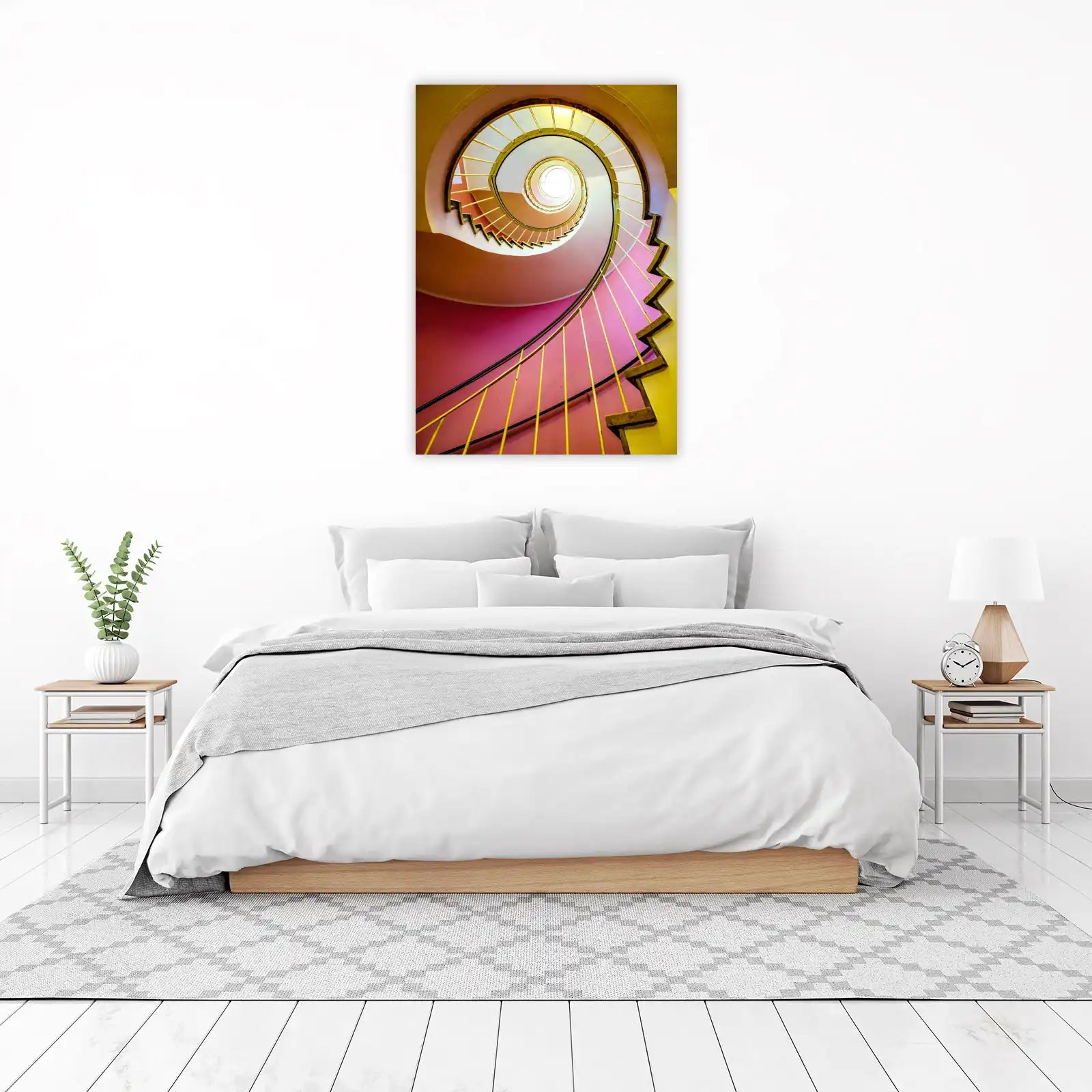 Retro Spiral Staircase Pink & Gold Wall Art
