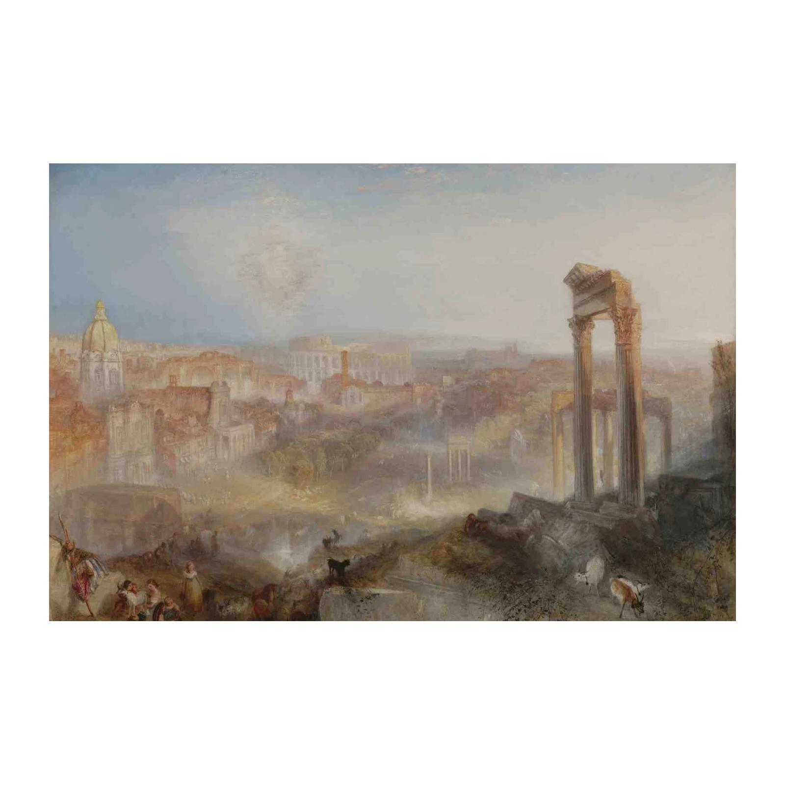 Misty Roman Ruins Landscape Wall Art
