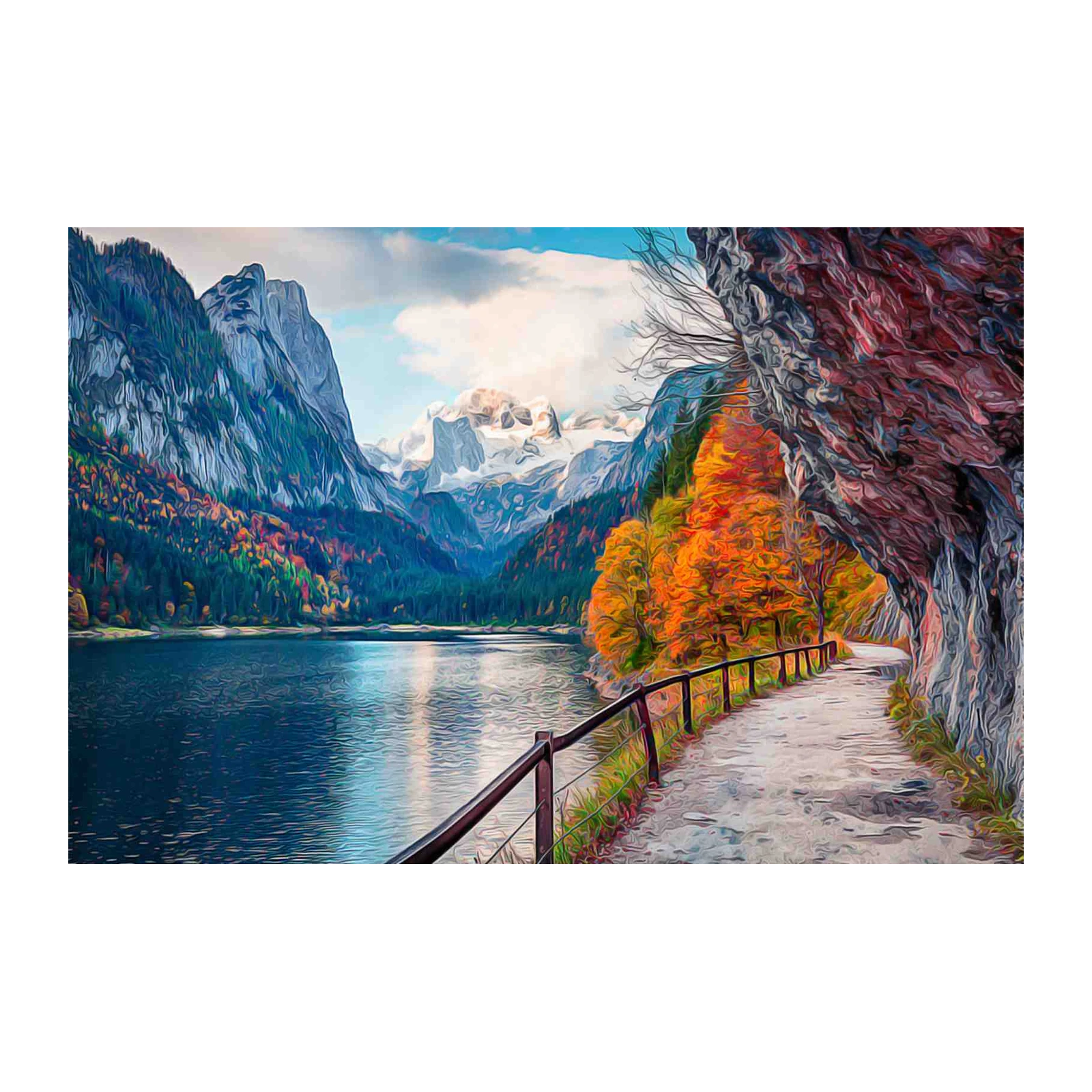 Autumn Mountain Lake Scenic Wall Art