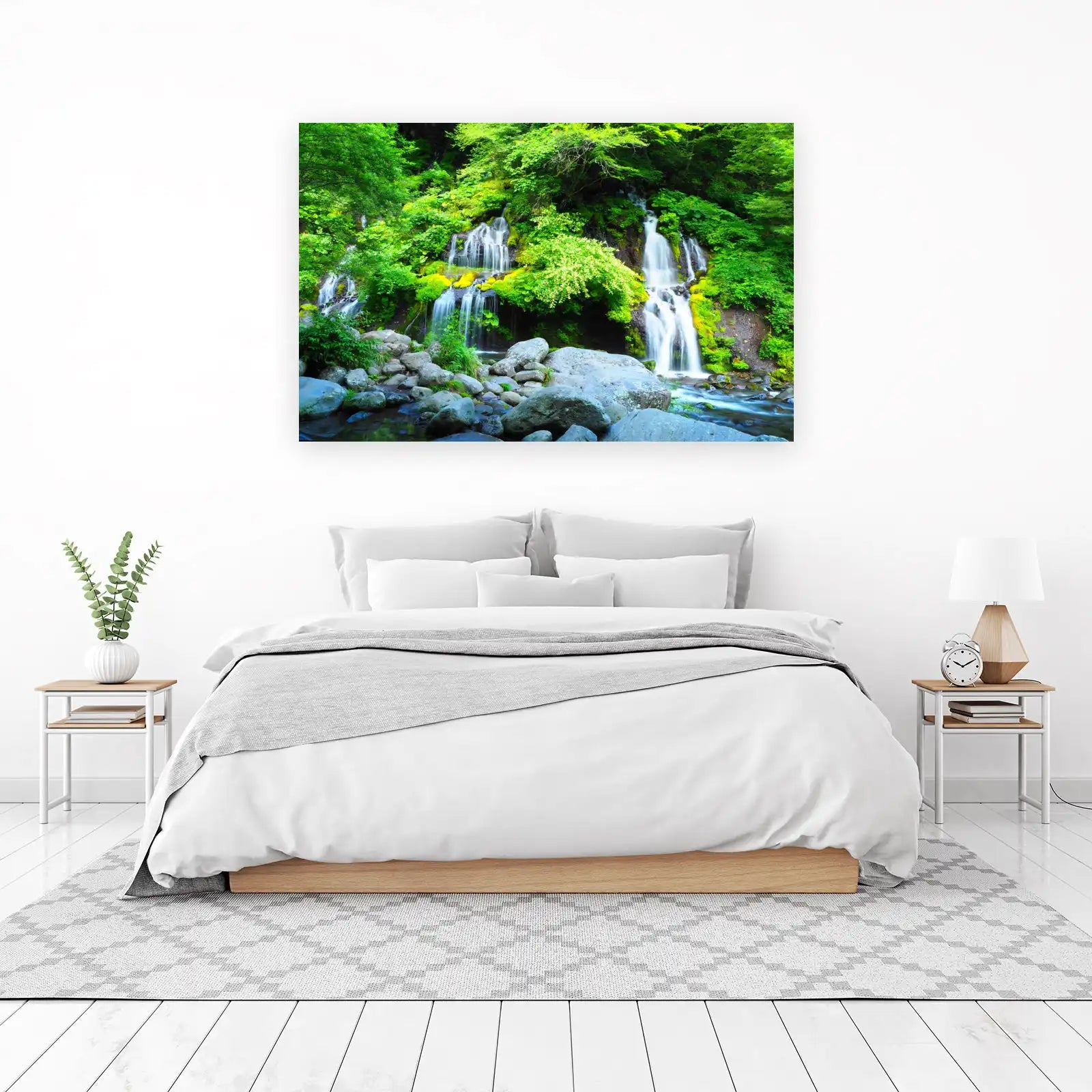 Lush Japanese Waterfall Serenity Wall Art