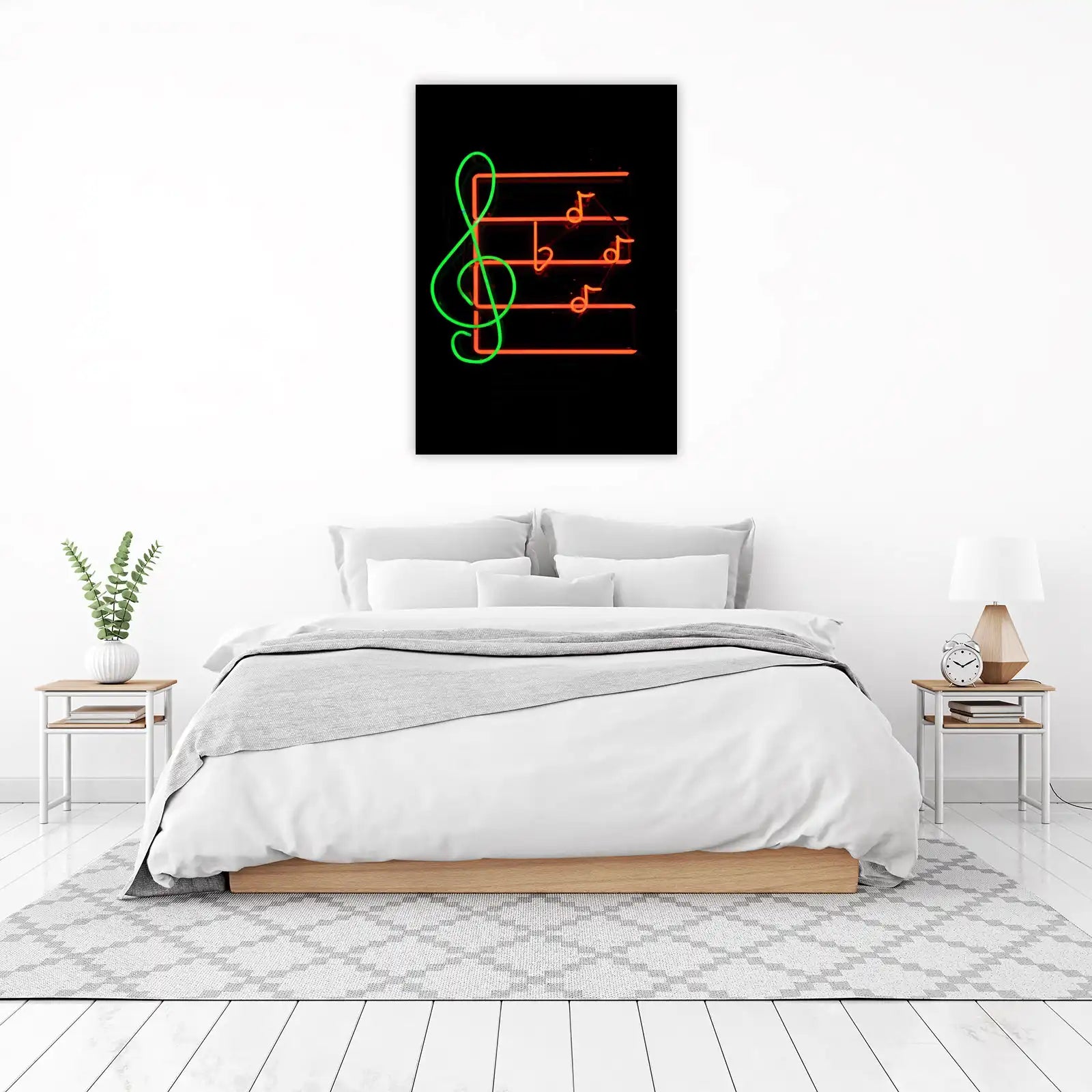 Neon Treble Clef & Music Notes Wall Art