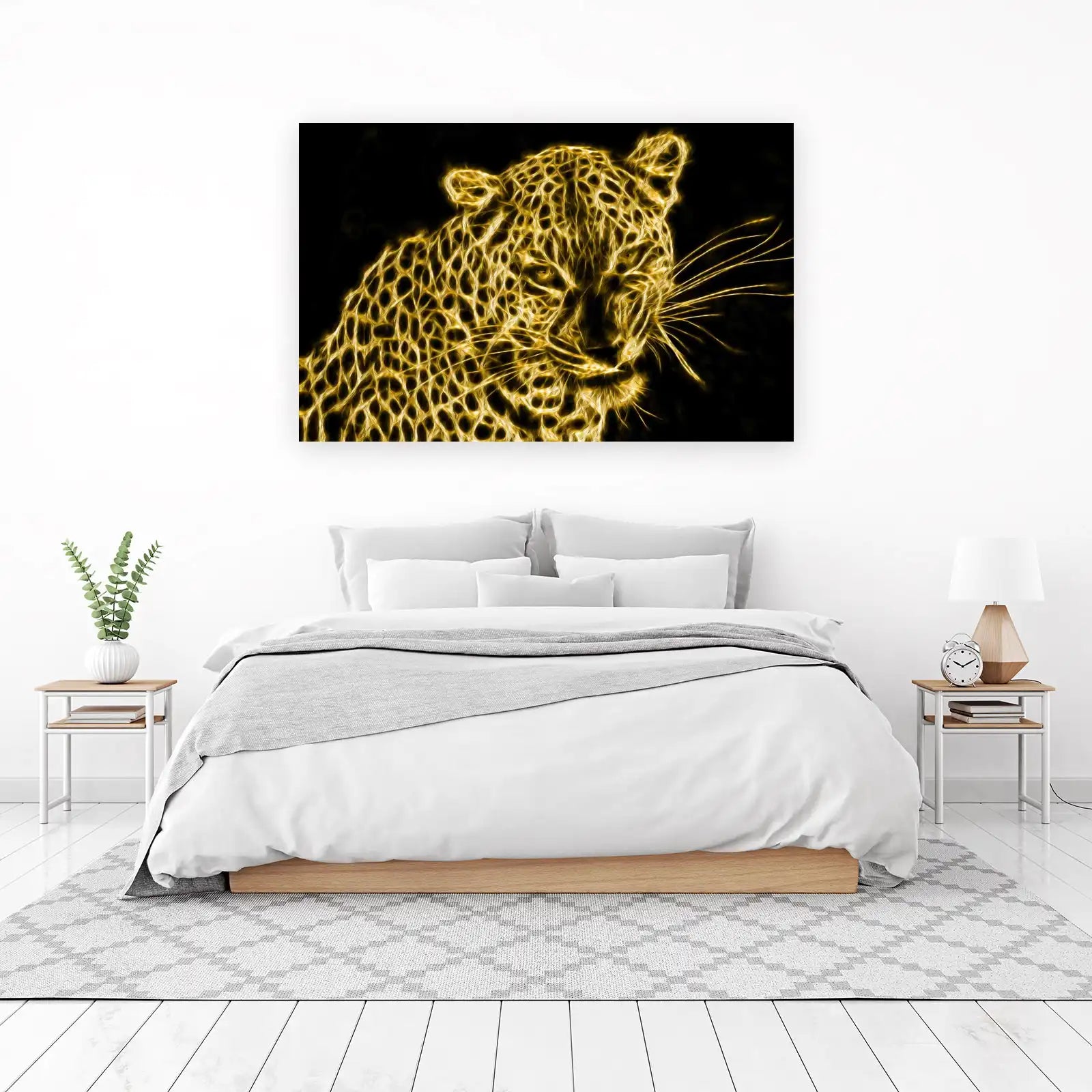 Golden Leopard Fractal Art Wall Art