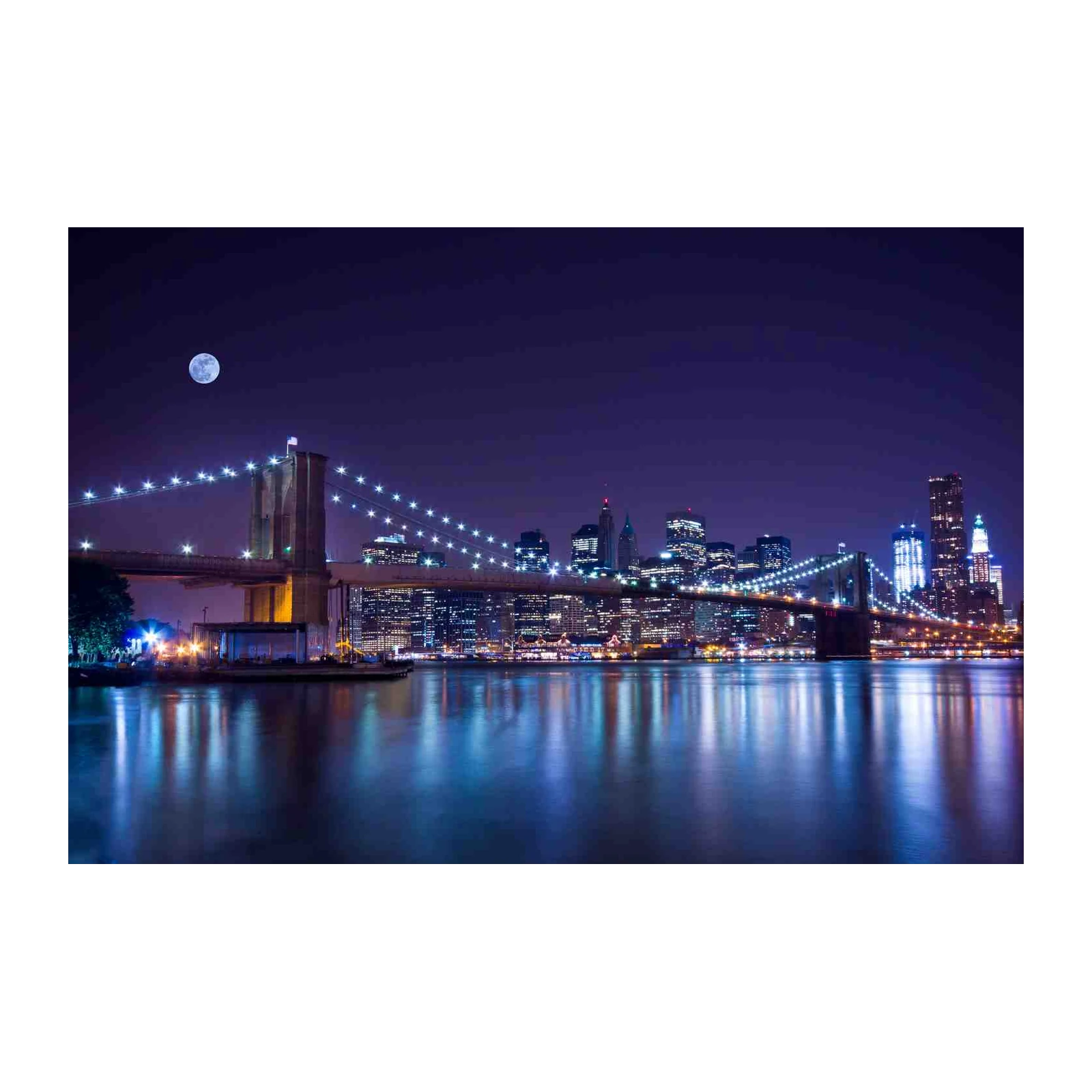 Brooklyn Bridge at Night Moonlit Wall Art