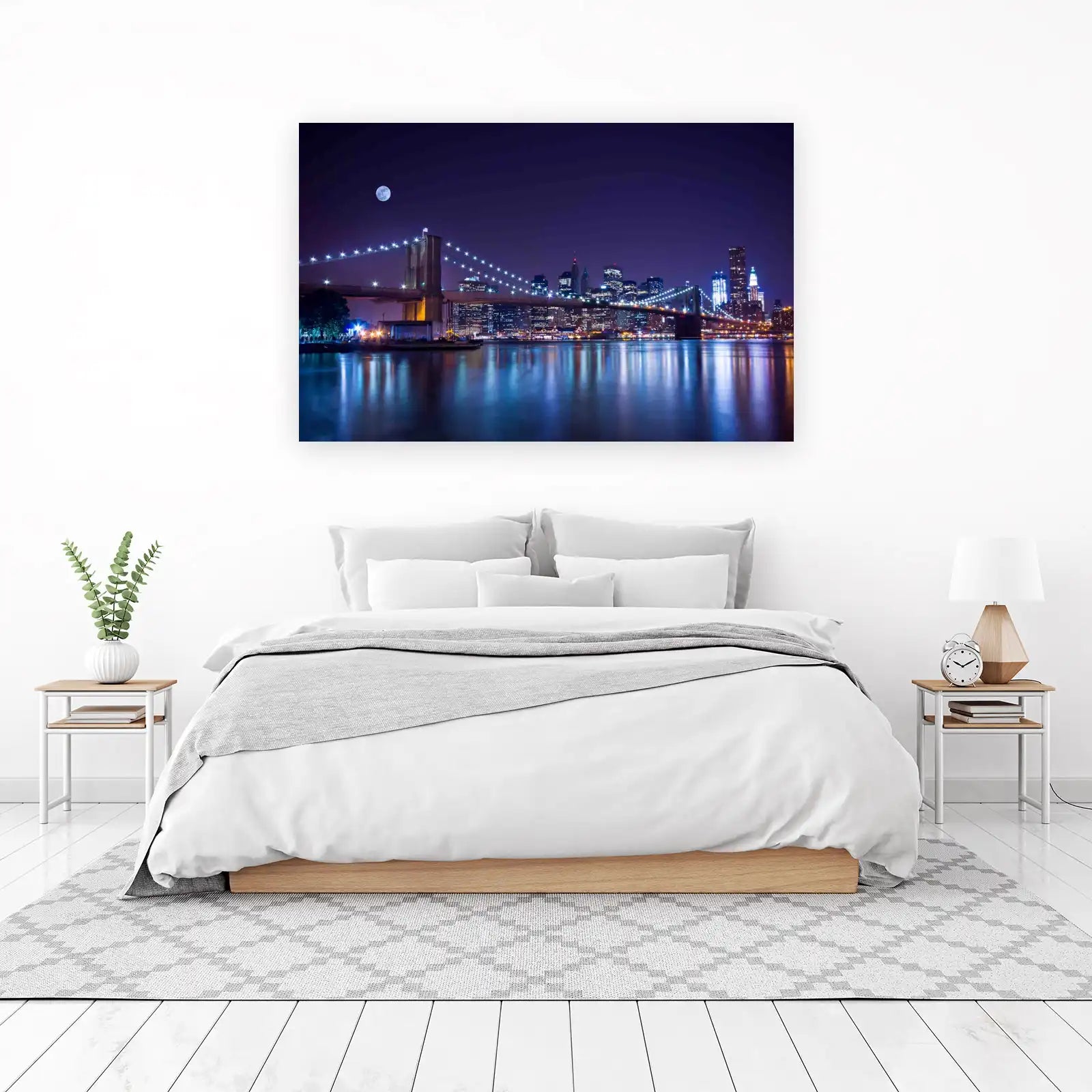 Brooklyn Bridge at Night Moonlit Wall Art