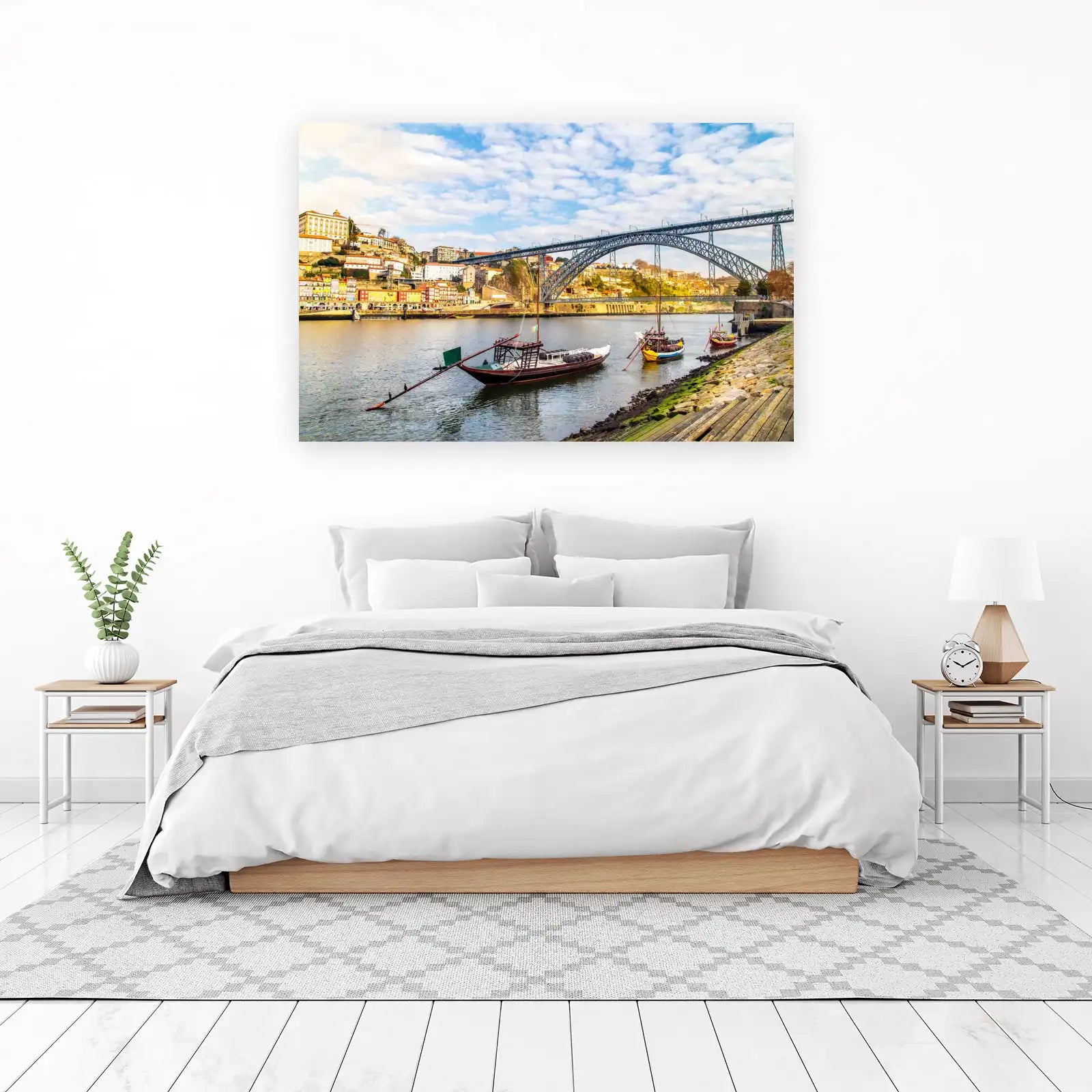 Porto Riverside Boats Eiffel Bridge Wall Art