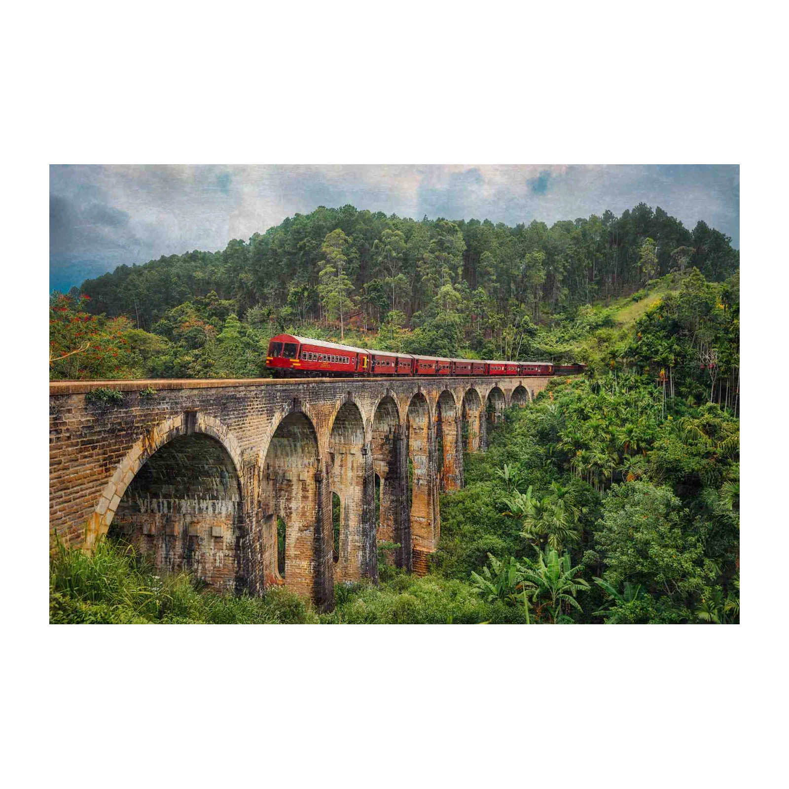 Scenic Train Bridge & Lush Jungle Wall Art