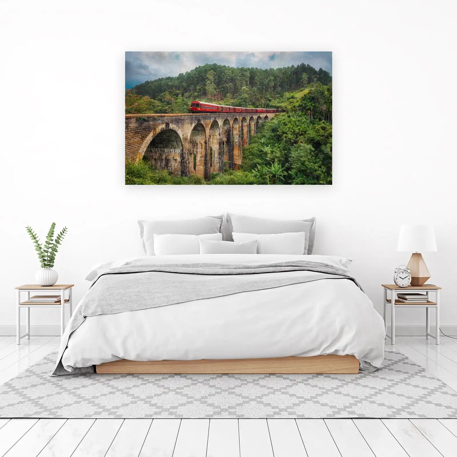 Scenic Train Bridge & Lush Jungle Wall Art