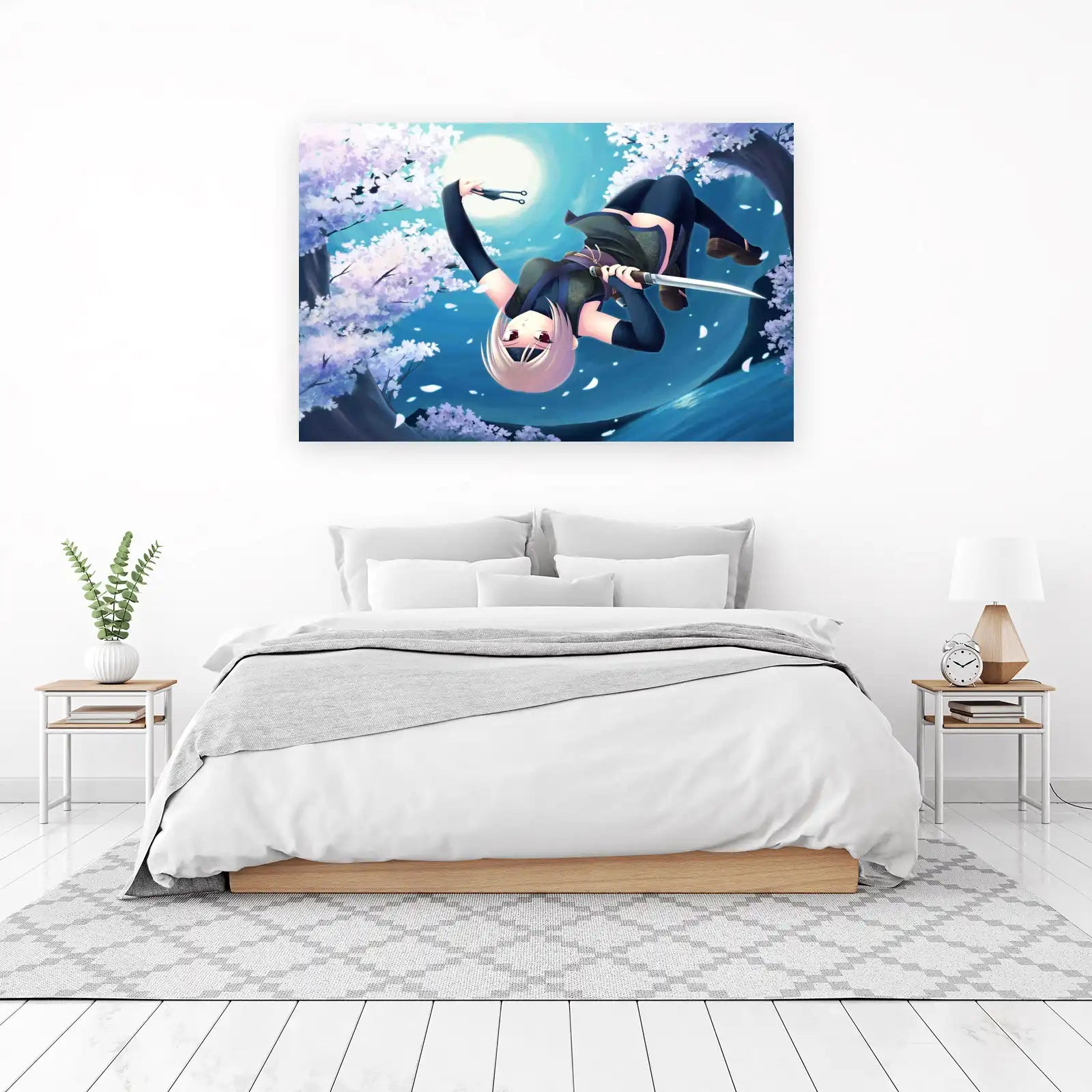 Anime Ninja Cherry Blossom Wall Art