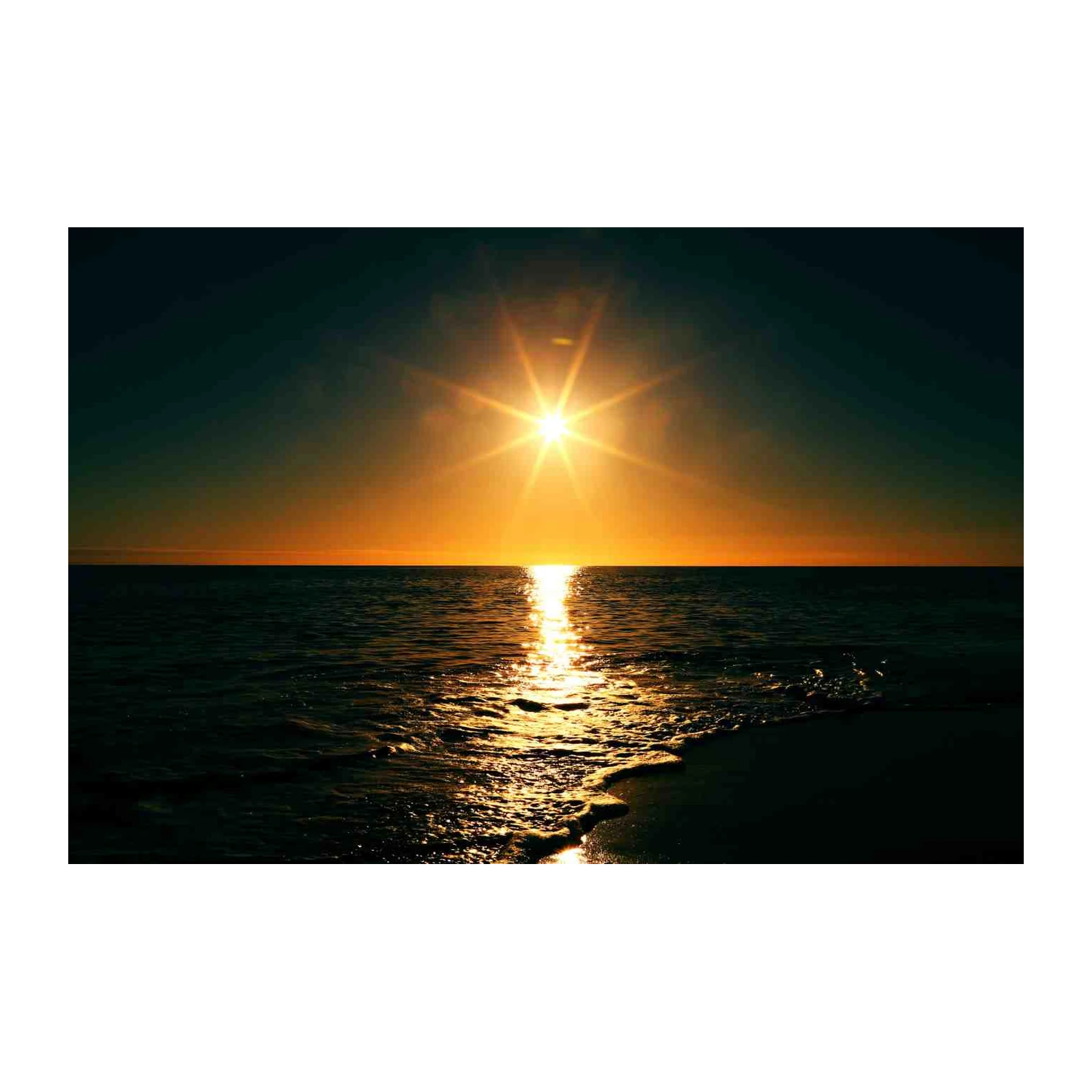 Golden Sunset Ocean Reflection Wall Art